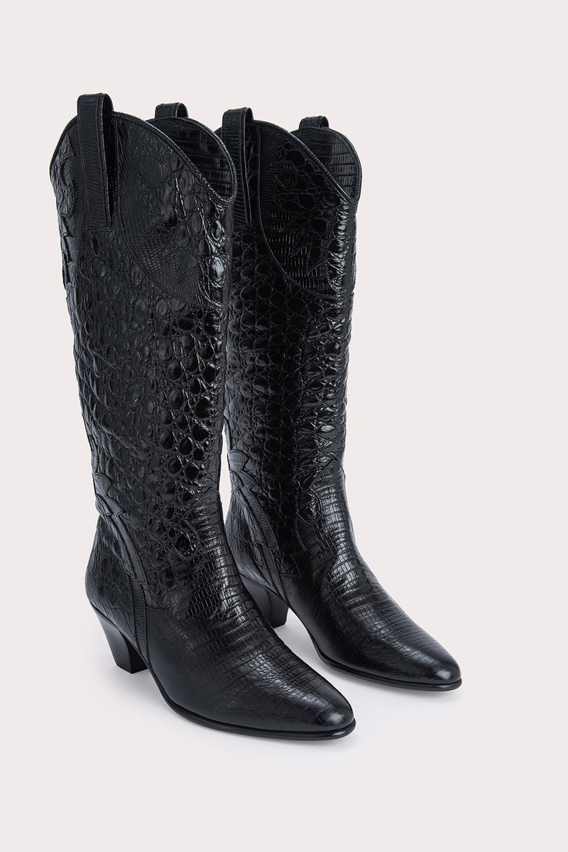 BY FAR Melvin Black Croco Lizard Leather outlook