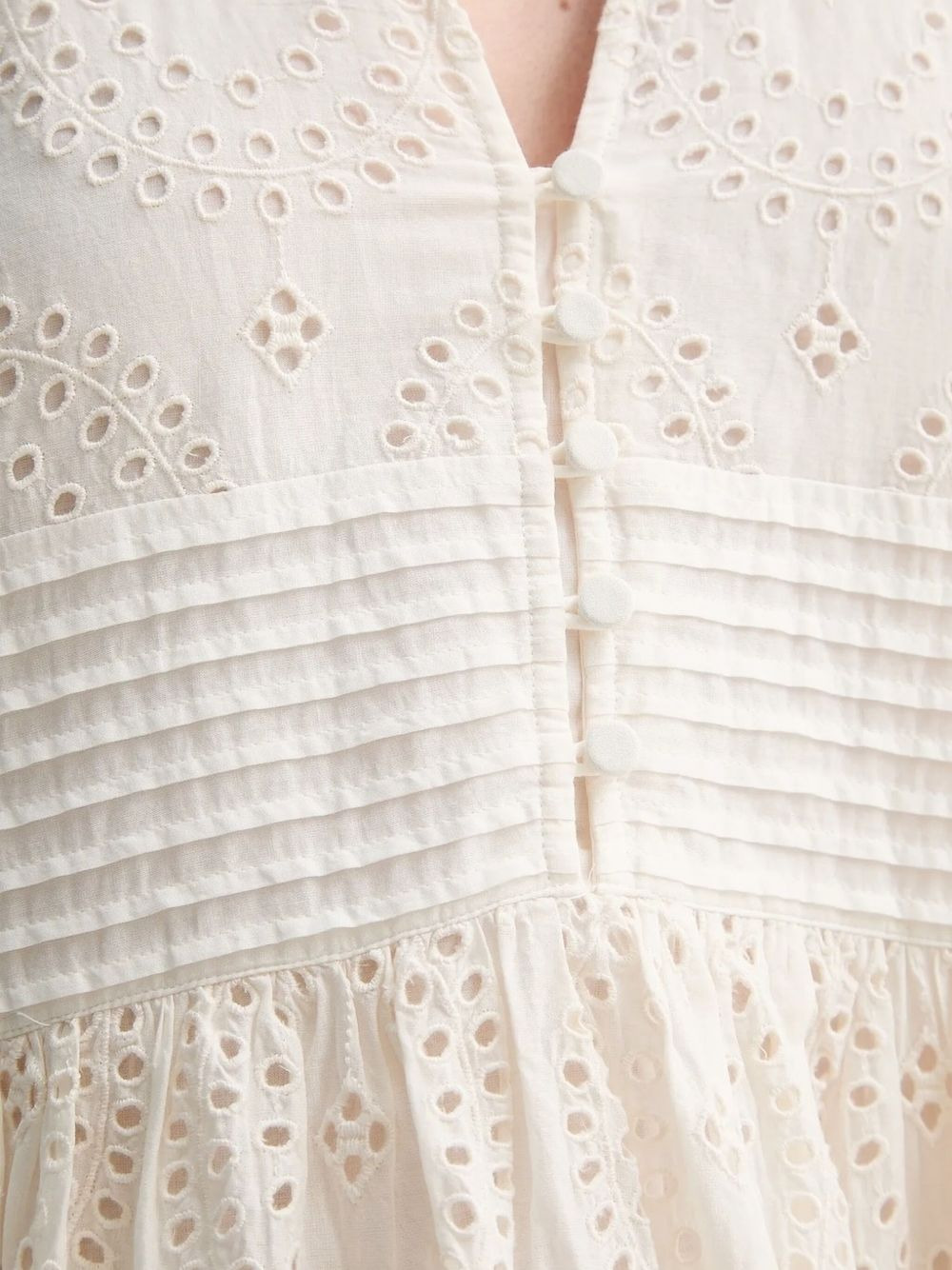 eyelet-embroidered puff-sleeve mini dress - 3