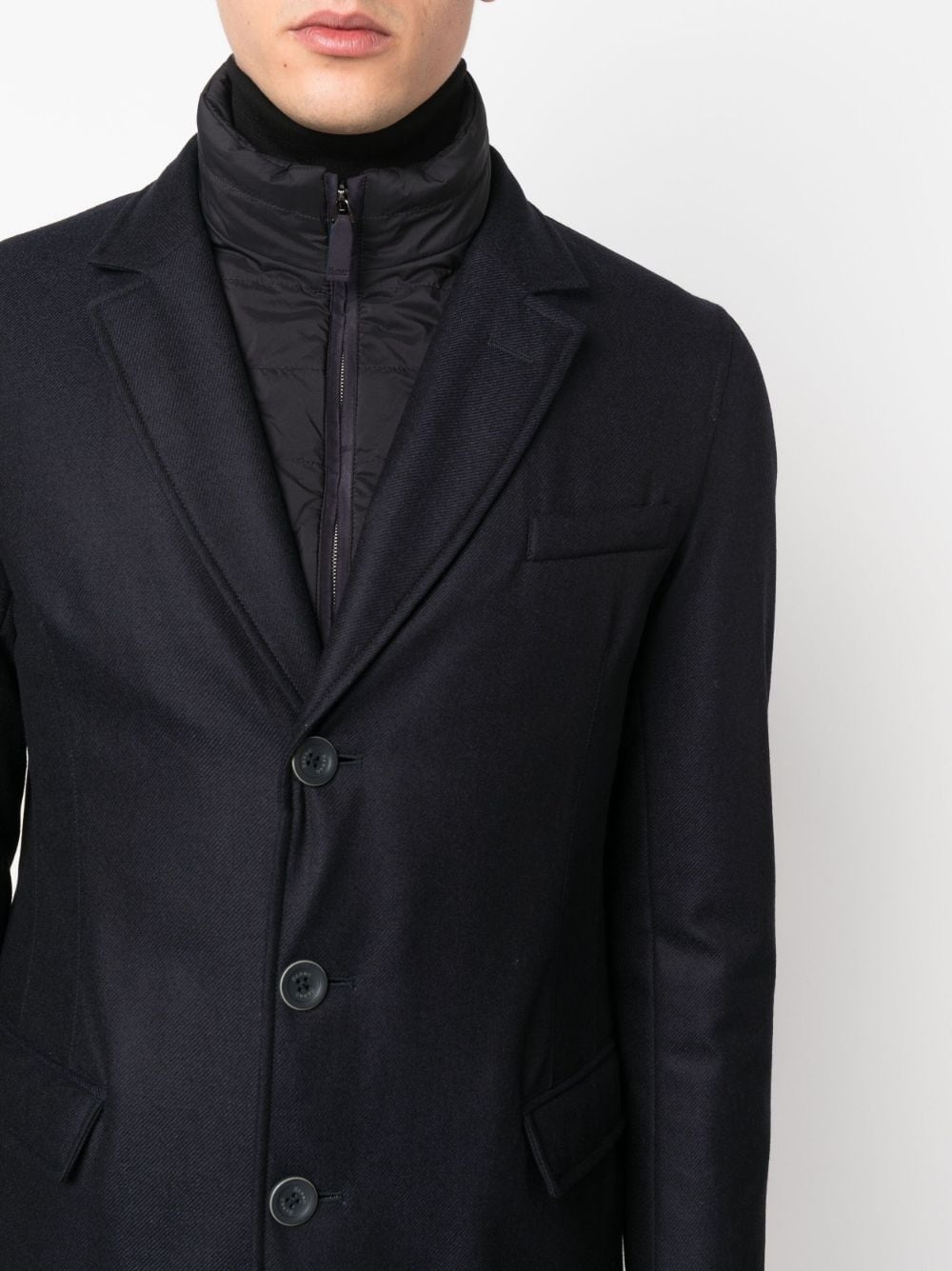 hybrid high-neck single-breasted coat - 5