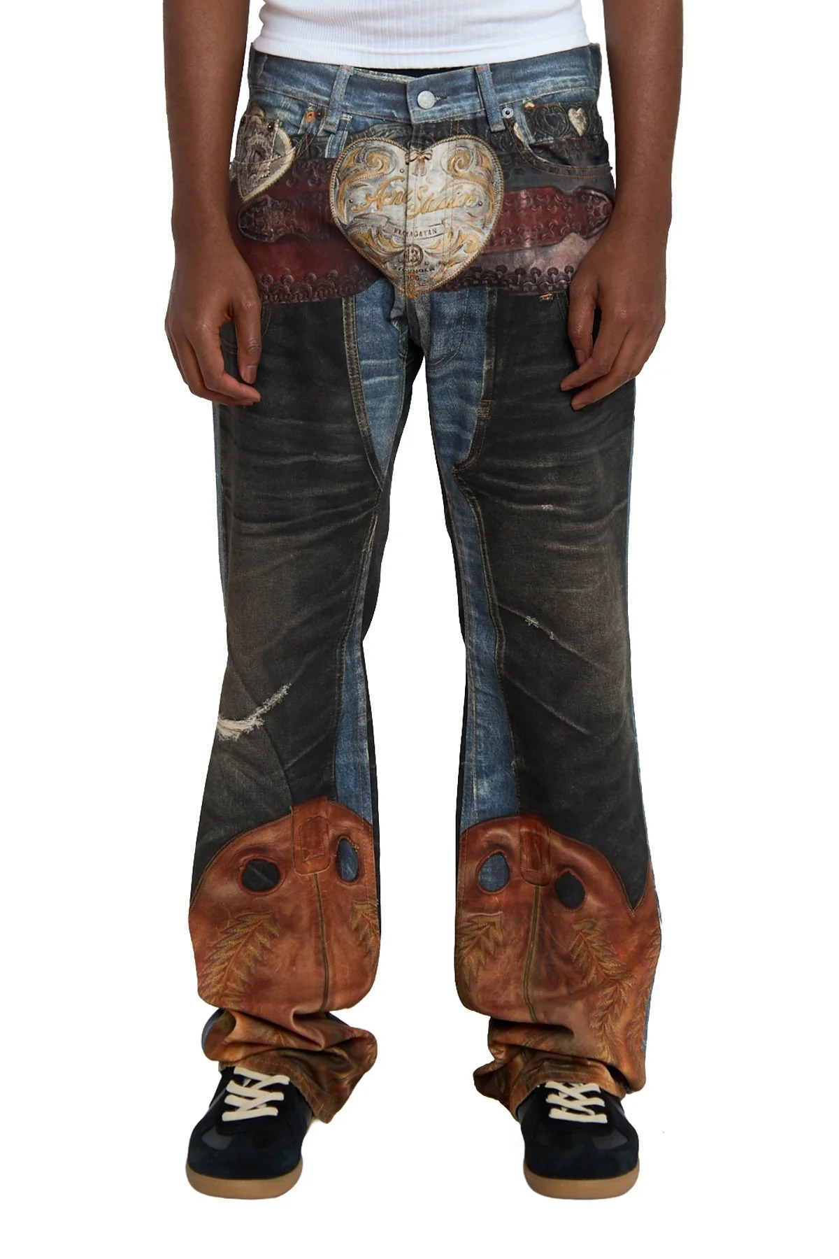 Acne Studios 2010M Heart Buckles Trompe L'Oeil Jeans Blue/Black - 3