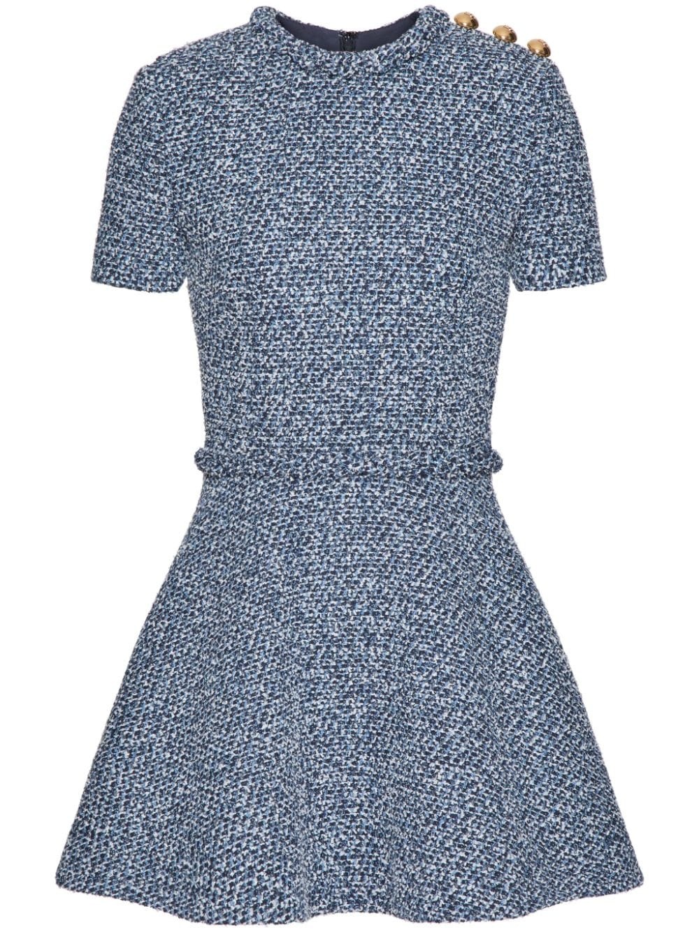 short-sleeve tweed minidress - 1