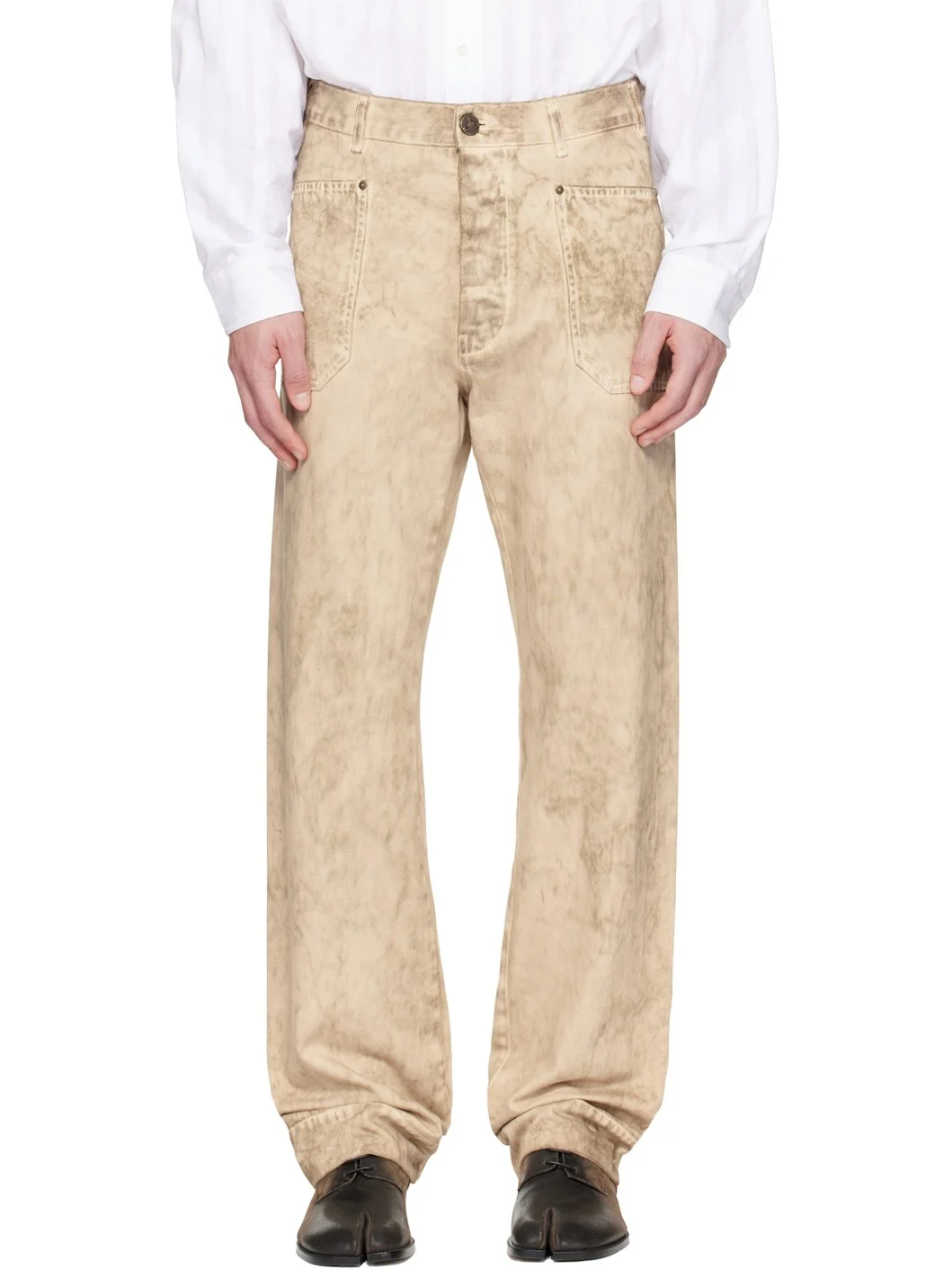 Beige Carpenter Jeans - 1