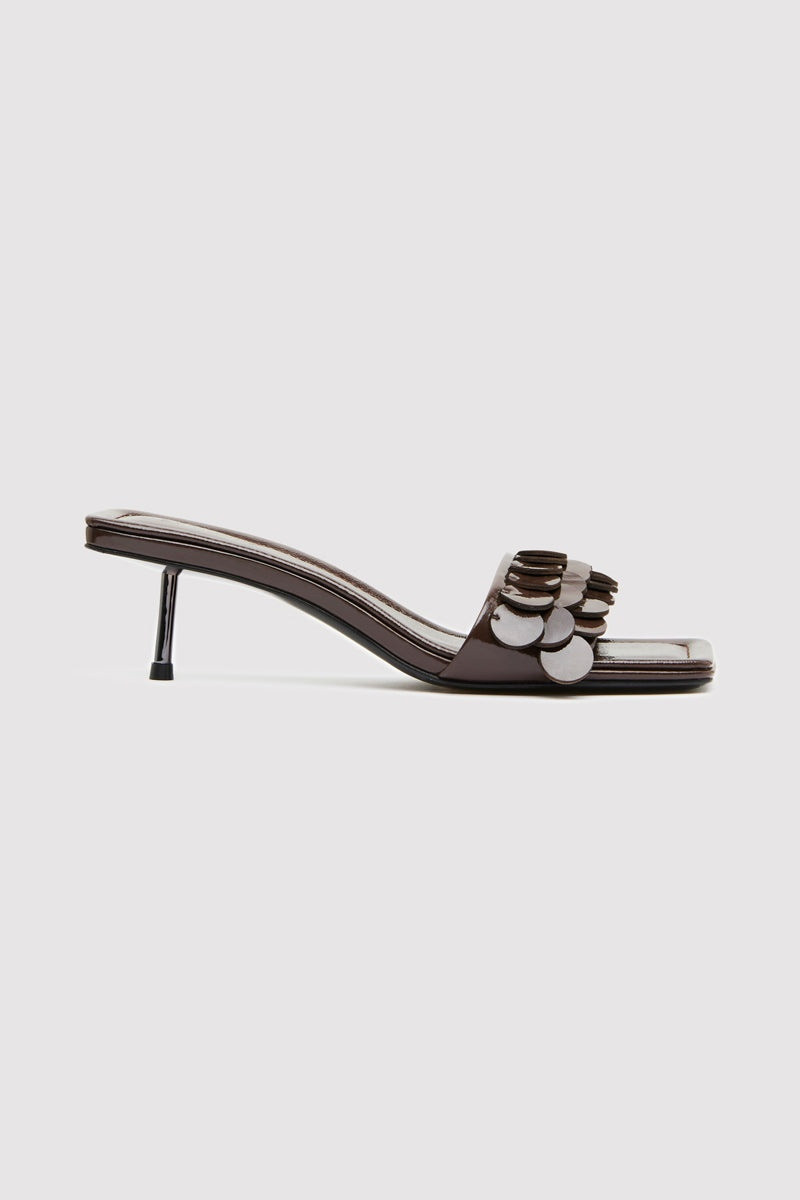Paillette Kitten Heel - Patent Fudge - 1