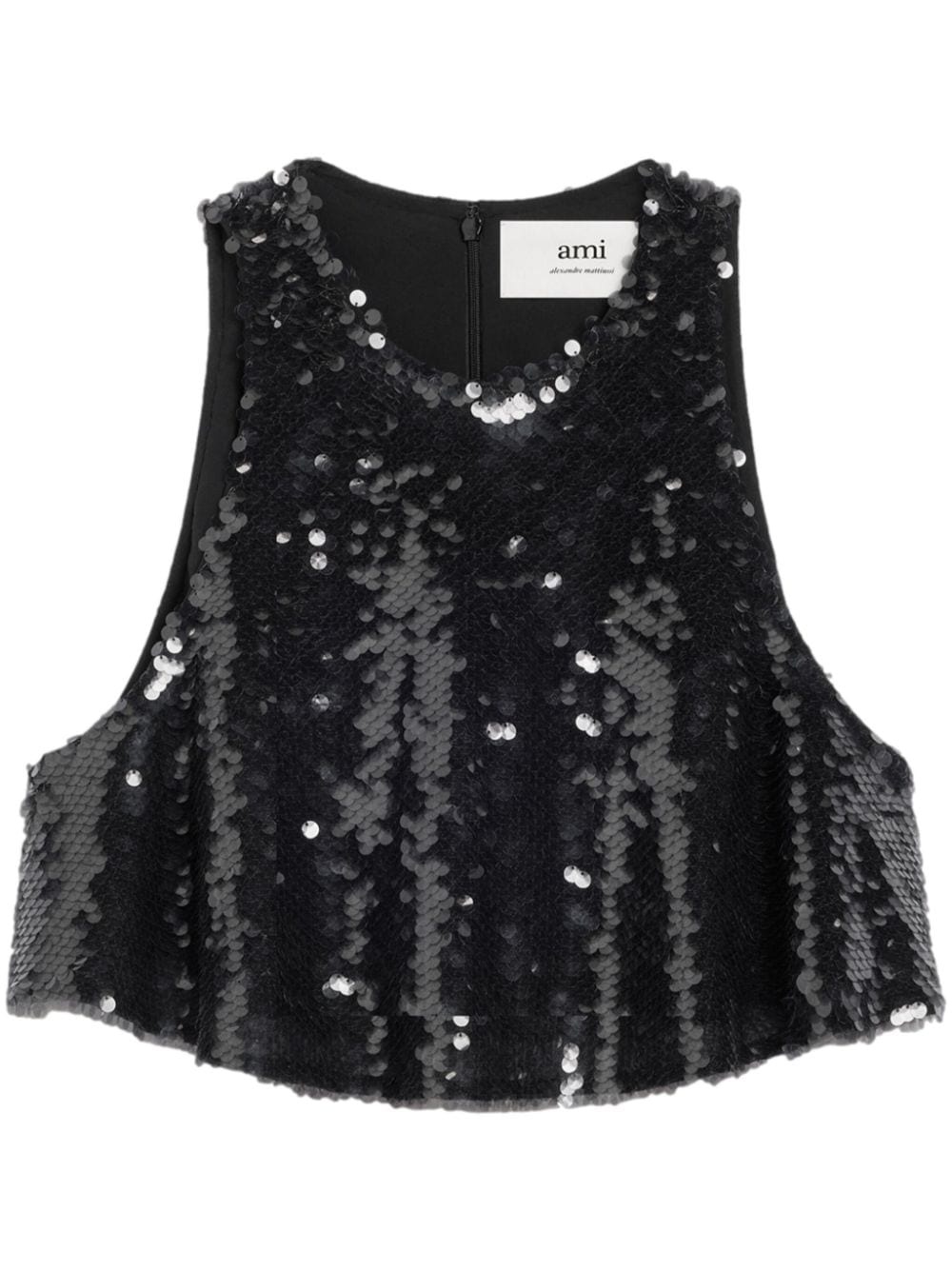 AMI Paris sequin-embellished silk crop top | farfetch | REVERSIBLE