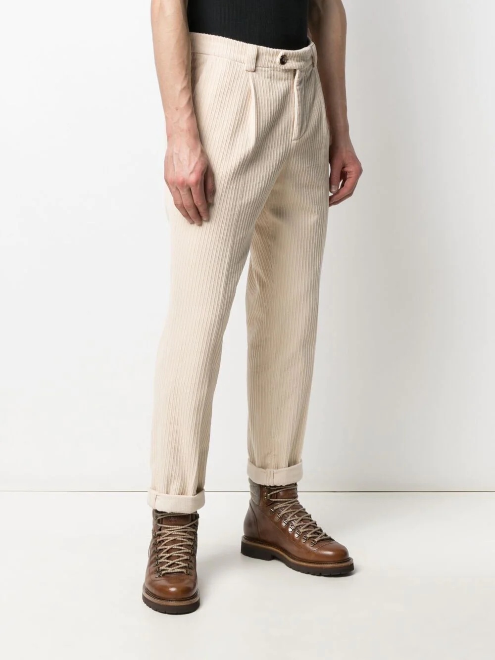 corduroy pleat-detail trousers - 3