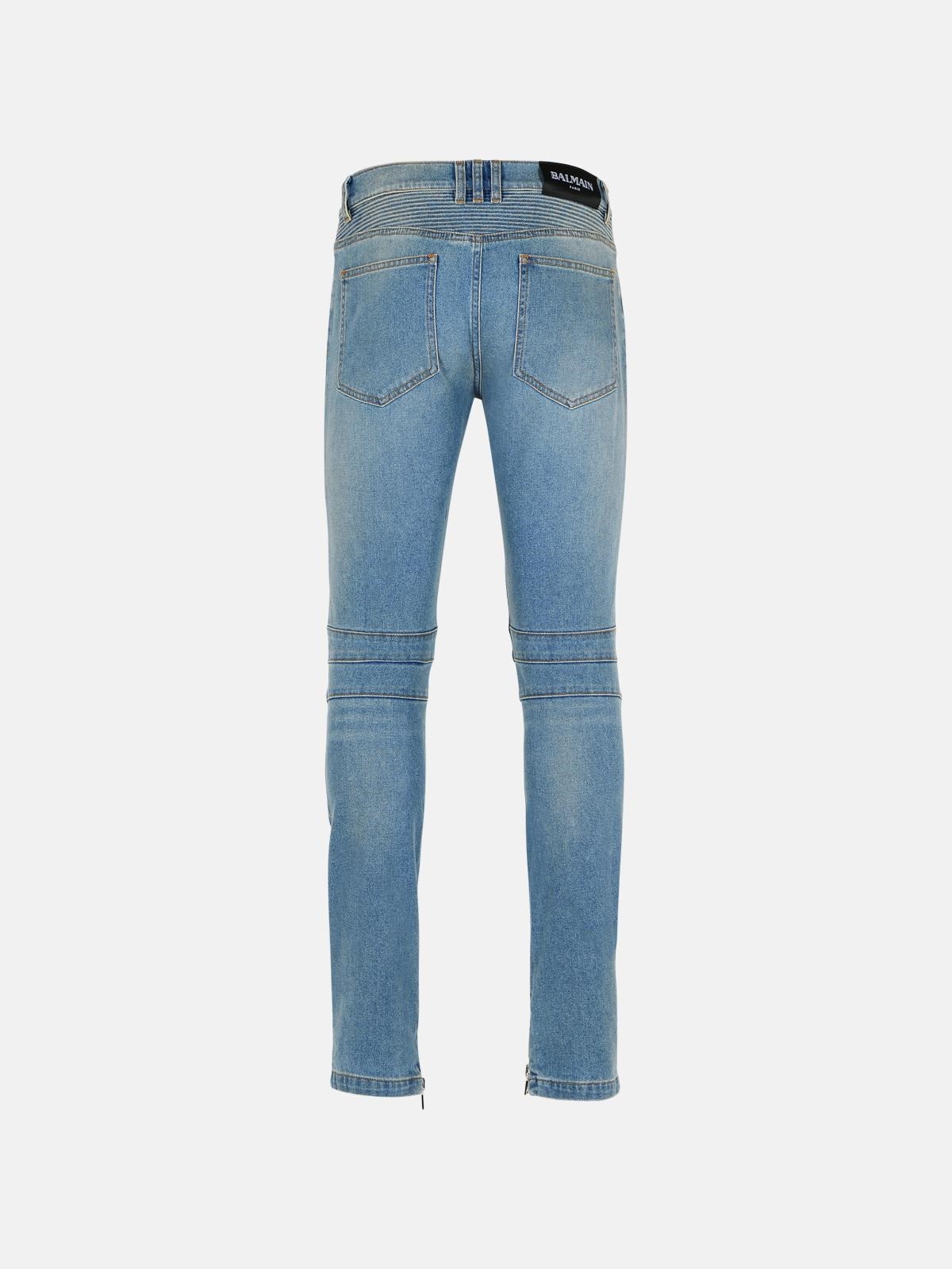 'BIKER' BLUE COTTON JEANS - 3