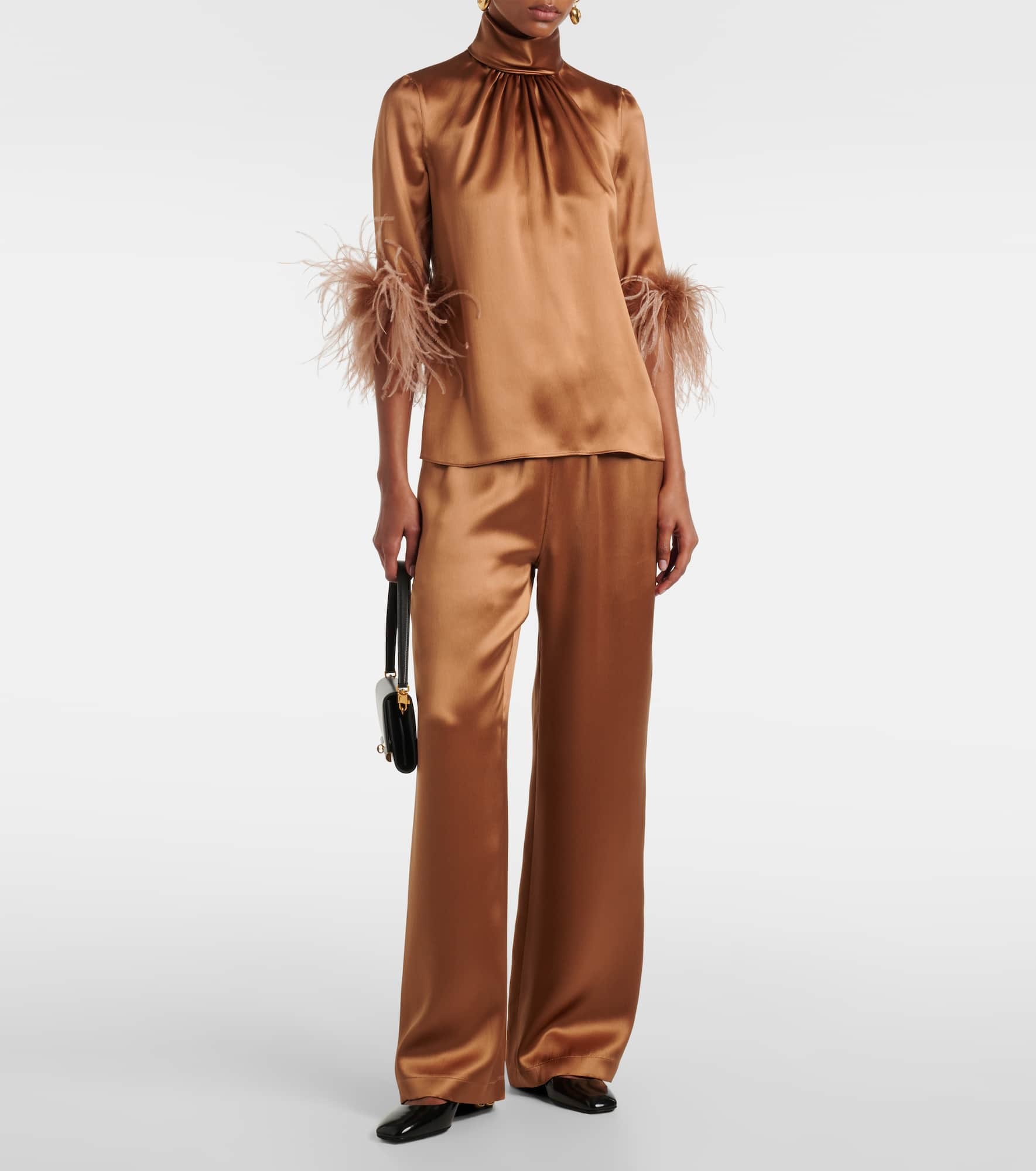 Silk satin wide-leg pants - 2