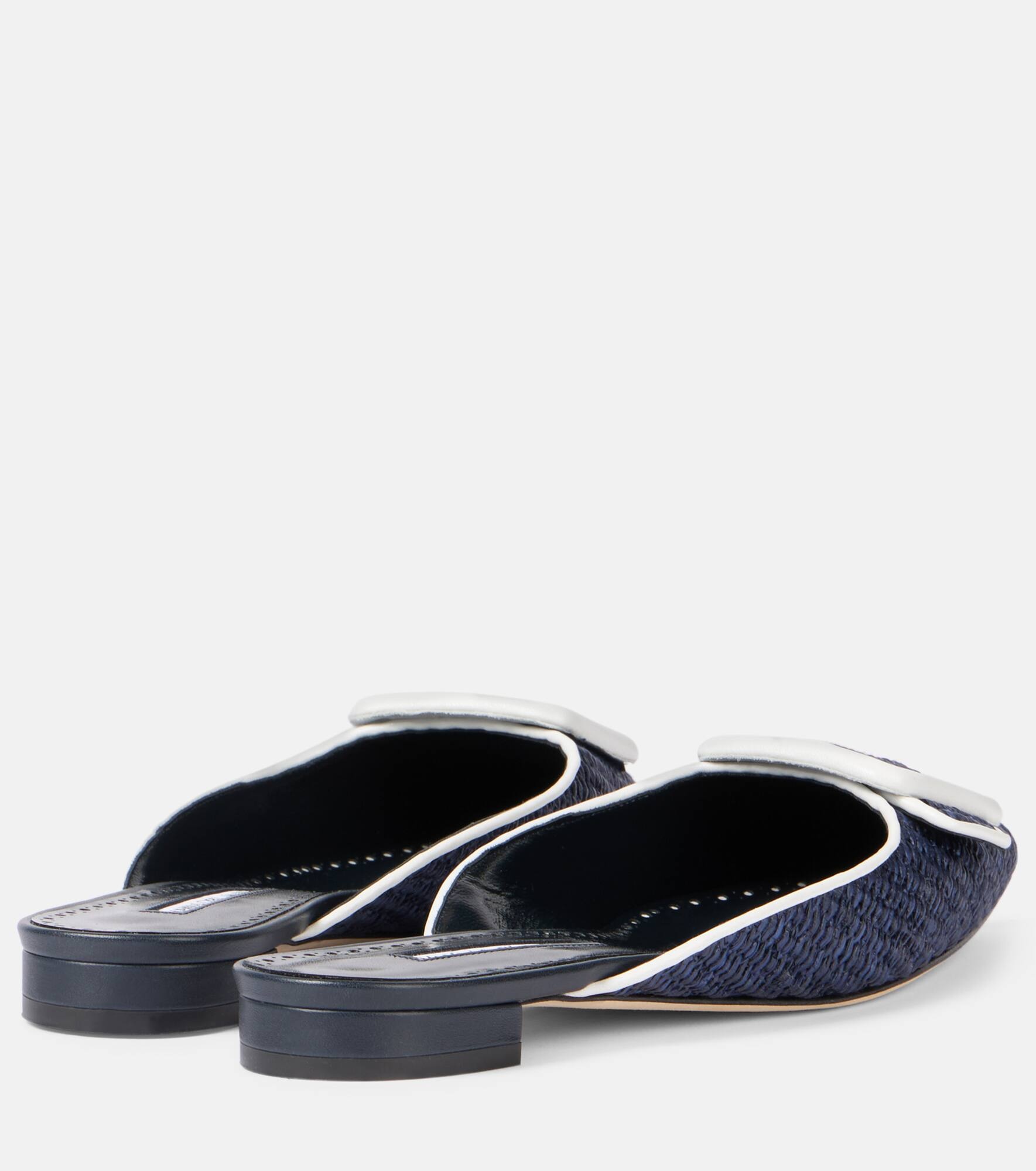 Maysale leather-trimmed raffia mules - 2