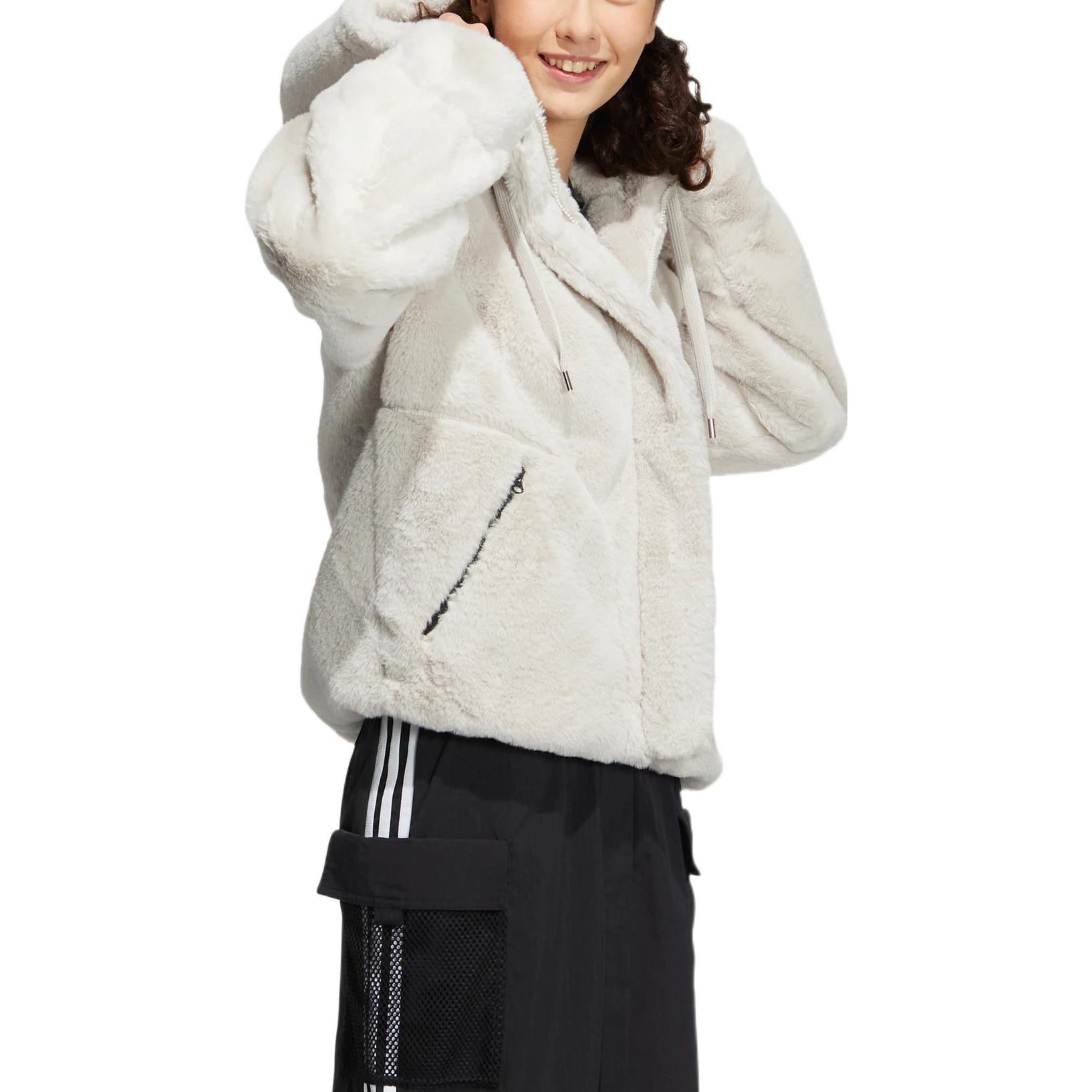 (WMNS) adidas Neo Winter Fur Jacket 'White' HZ2433 - 4