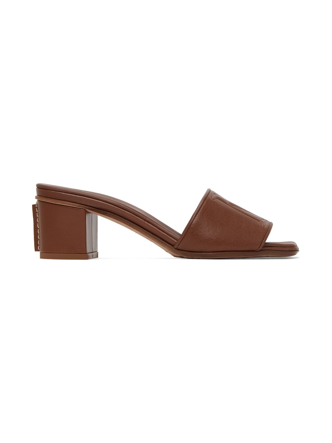 Brown Embossed Heeled Sandals - 1