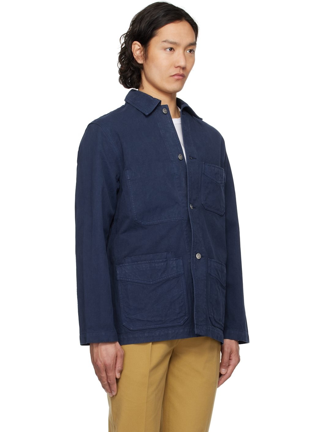 Navy Cotton Duck Canvas Five-Pocket Chore Jacket - 2