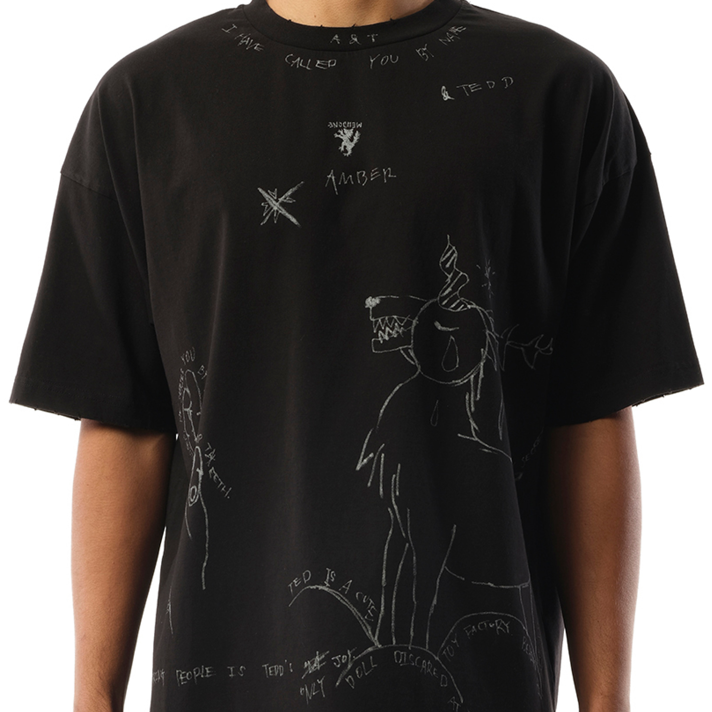 Dyed Print Short-Sleeved T-Shirt in Black - 3