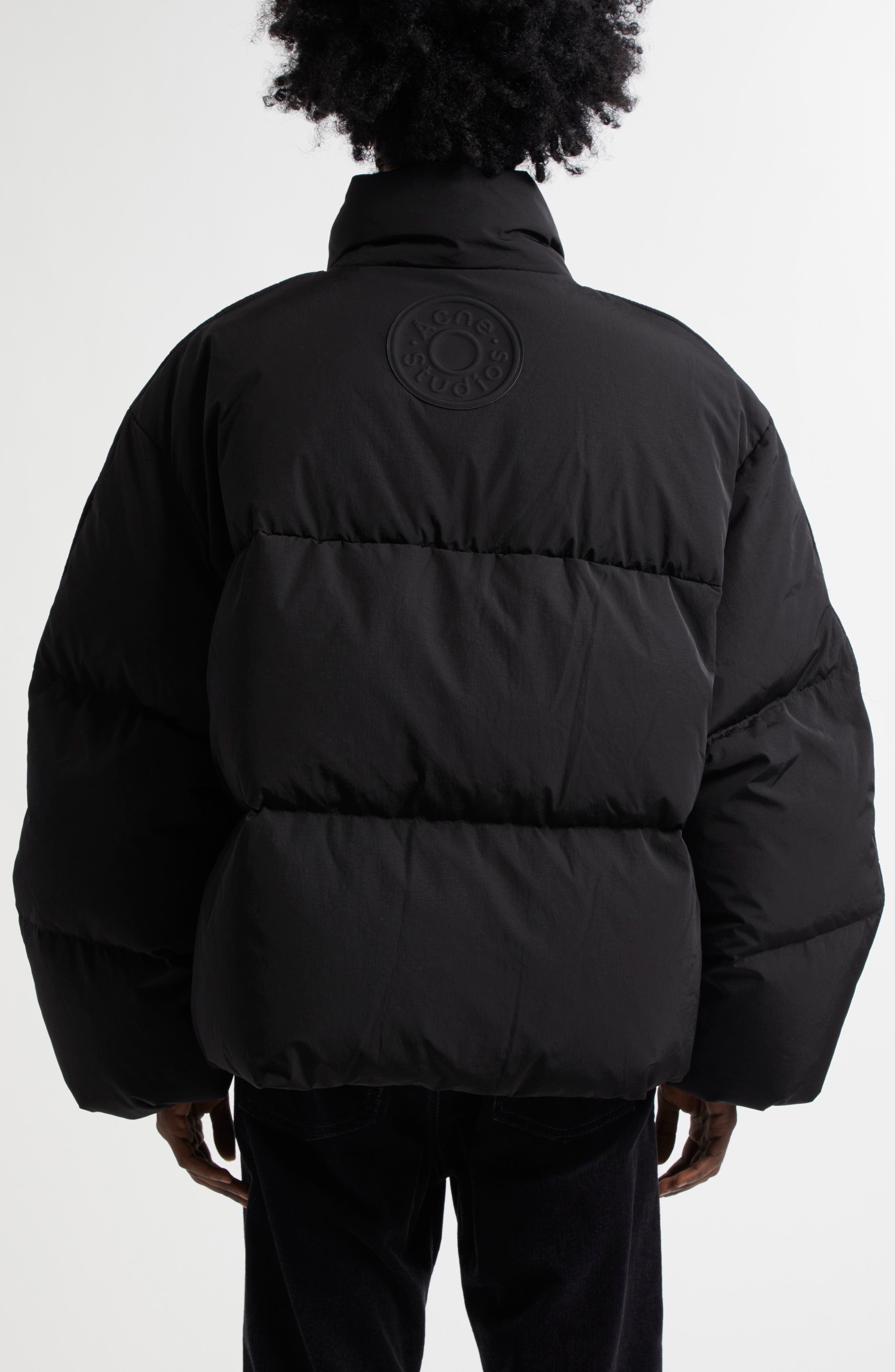 Acne Studios Sprayed Print Down Puffer Jacket in Black at Nordstrom - 2