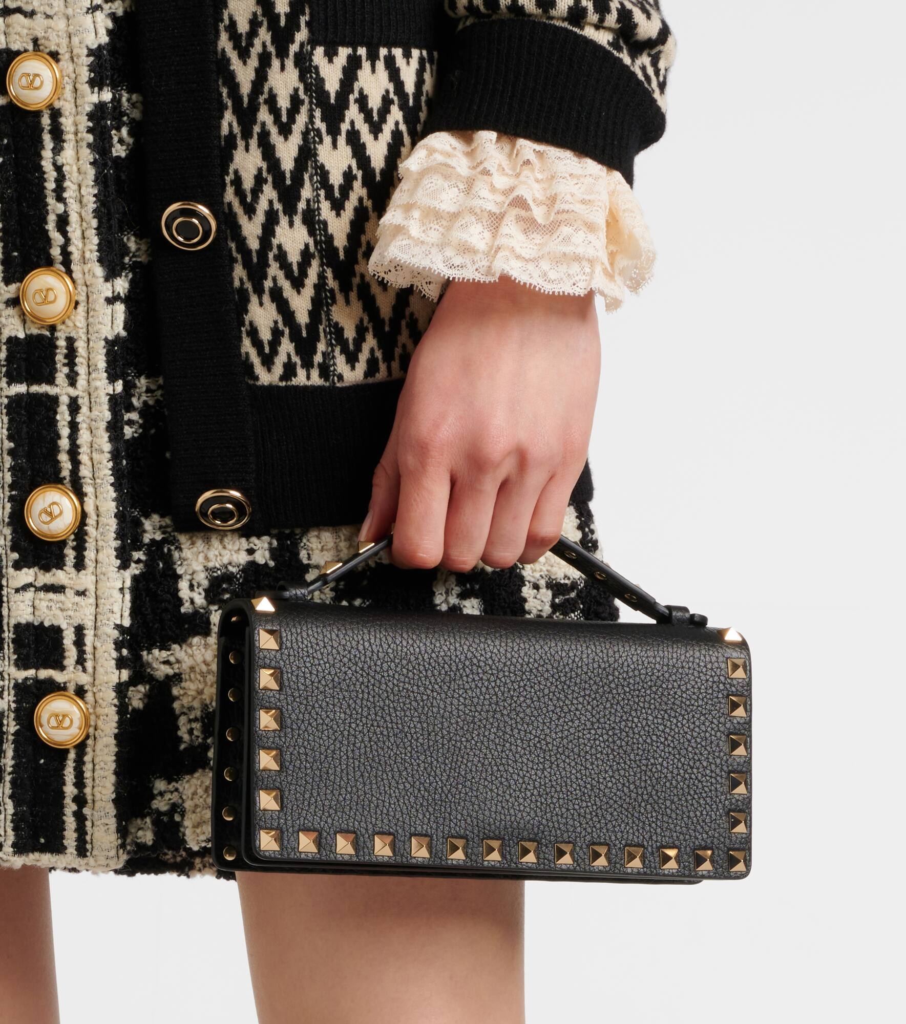 Rockstud leather wallet on chain - 2