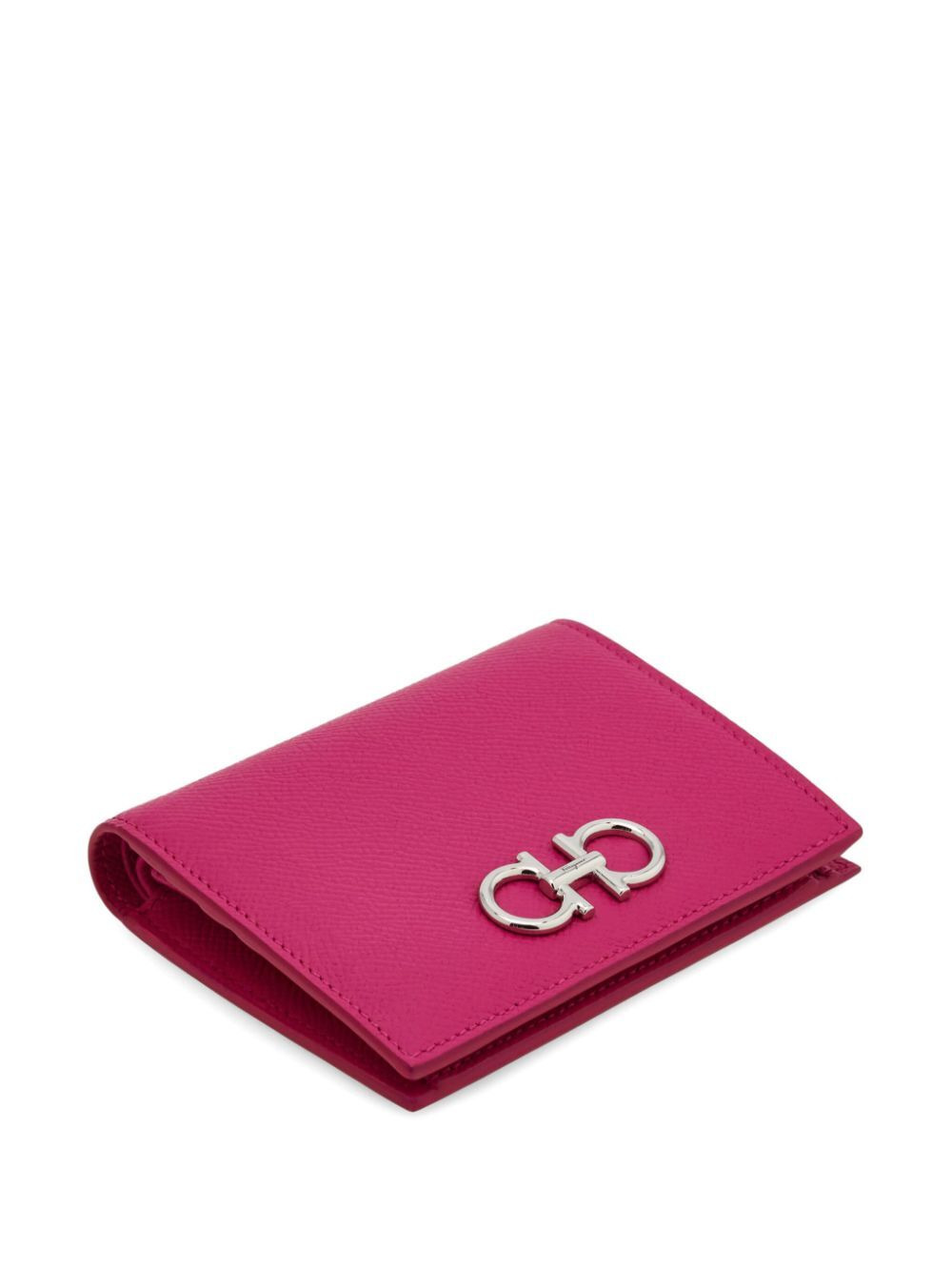 Ferragamo Women Grained Leather Gancini Compact Wallet - 4