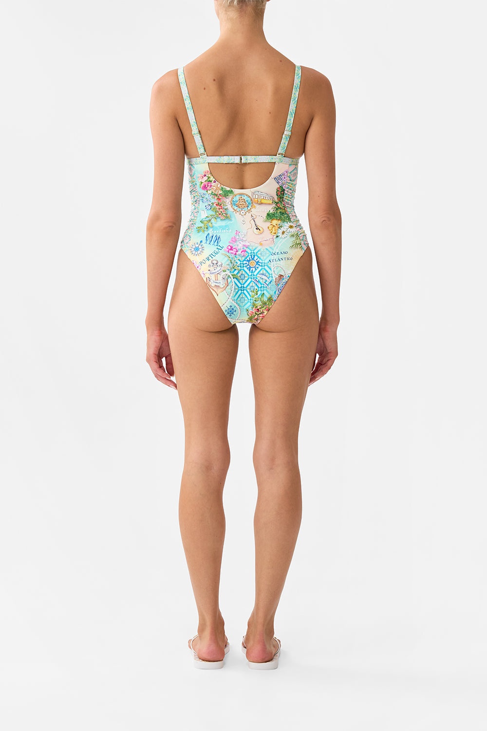 RUCHED PANELLED TRIANGLE ONE PIECE WITH KNOT FRONT - 3