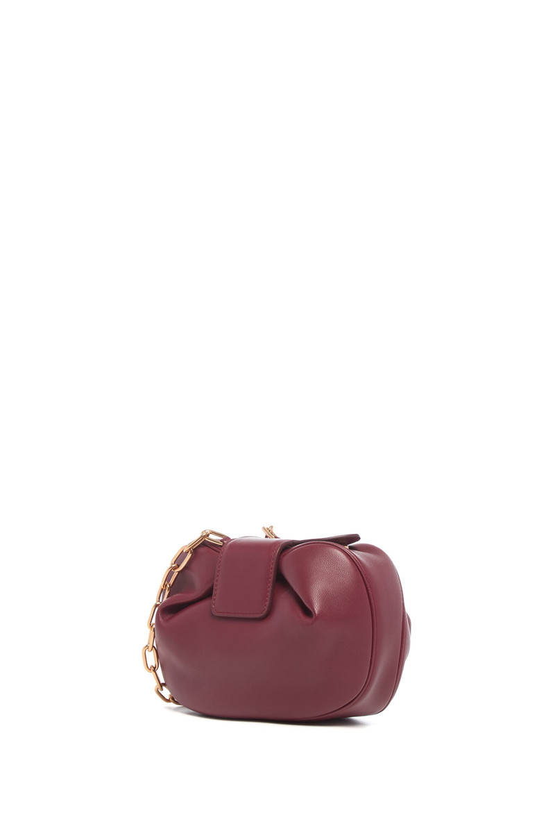 Soft Demi Clutch with Chain in Bordeaux & Fuchsia Nappa Leather 1