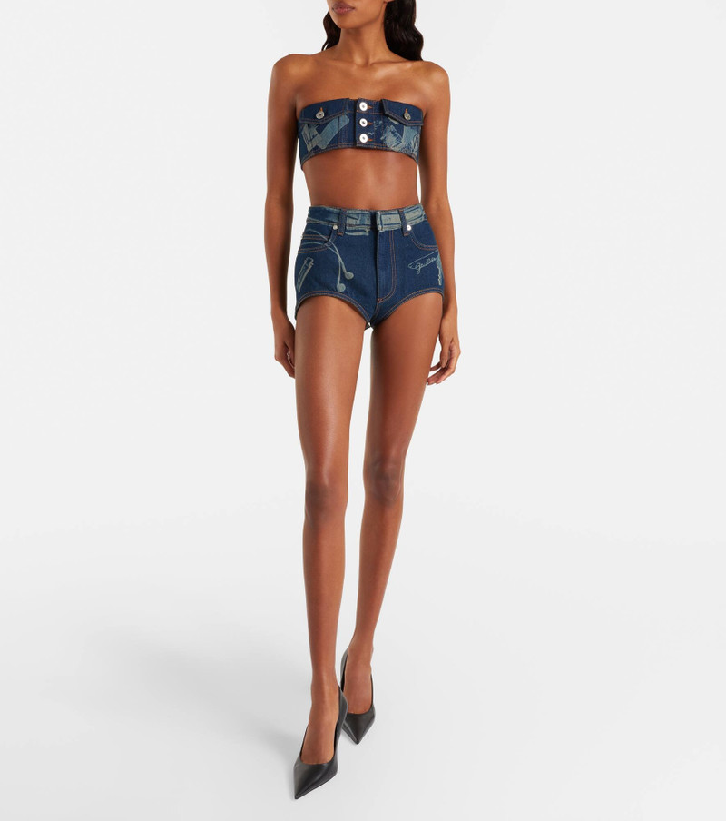 Jean Paul Gaultier Trompe-l'œil denim bra top outlook
