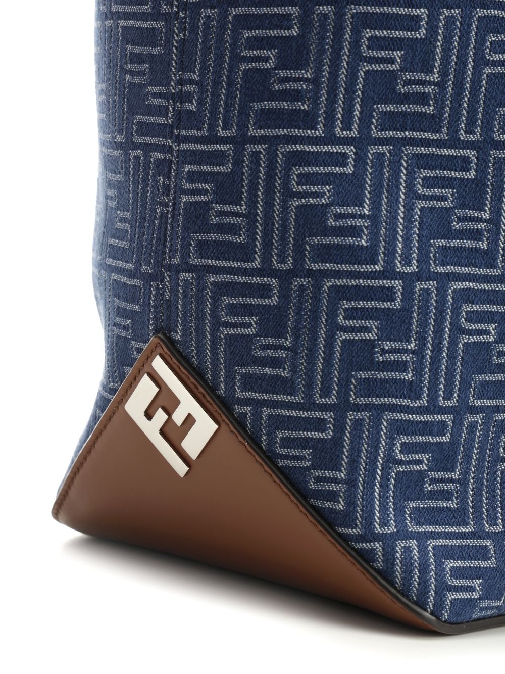 Shoppng Bag Ff Jacquard Denim Handbags Blue - 5