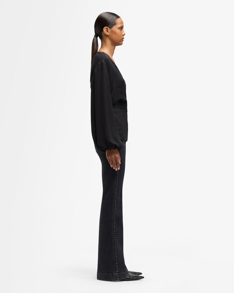 Silk Wrap Blouse in Black 6