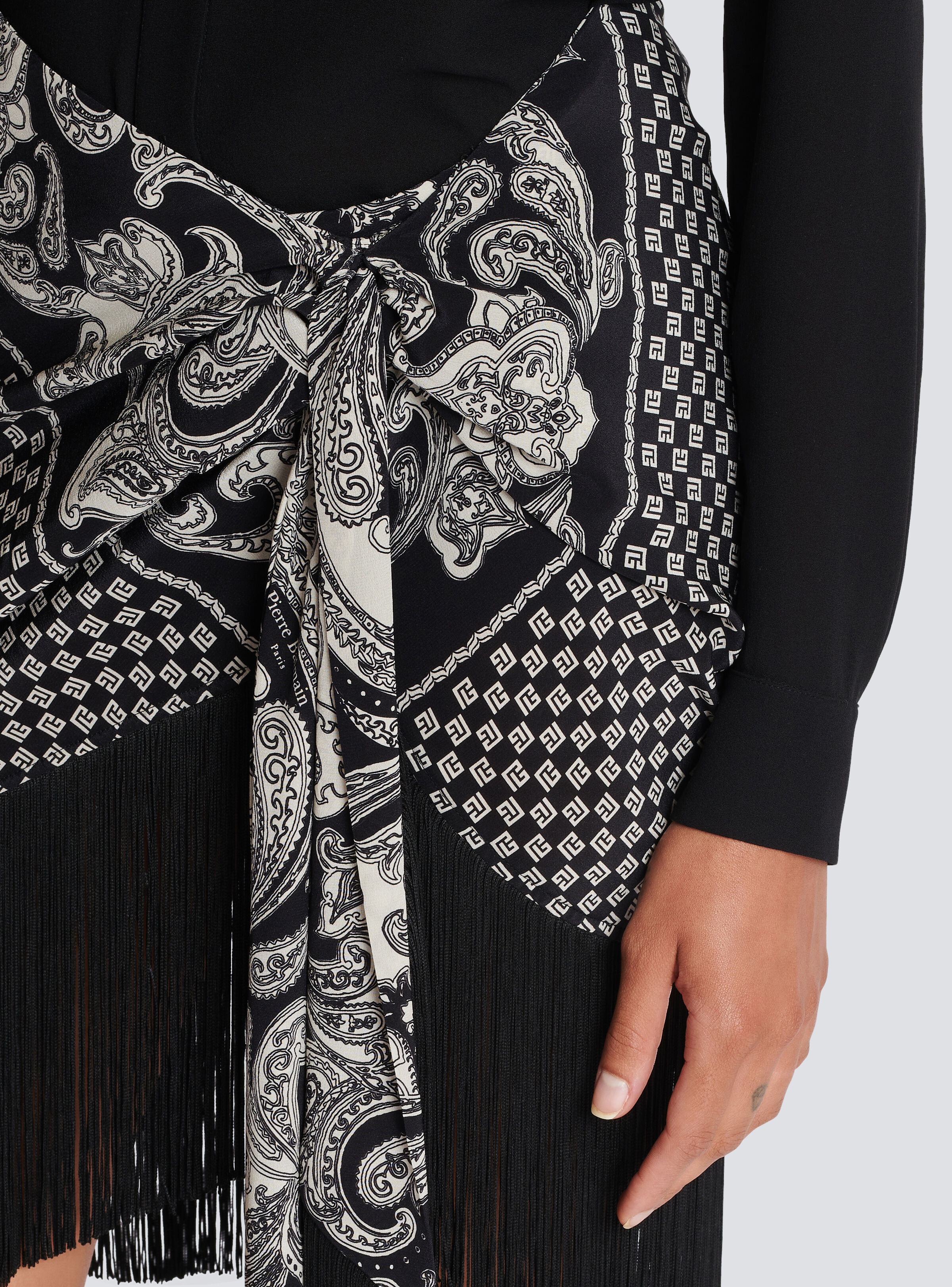 Fringed silk scarf skirt - 8
