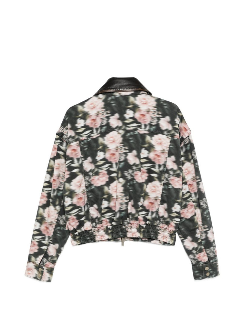 HALFBOY®️ floral-print leather-collar bomber jacket outlook
