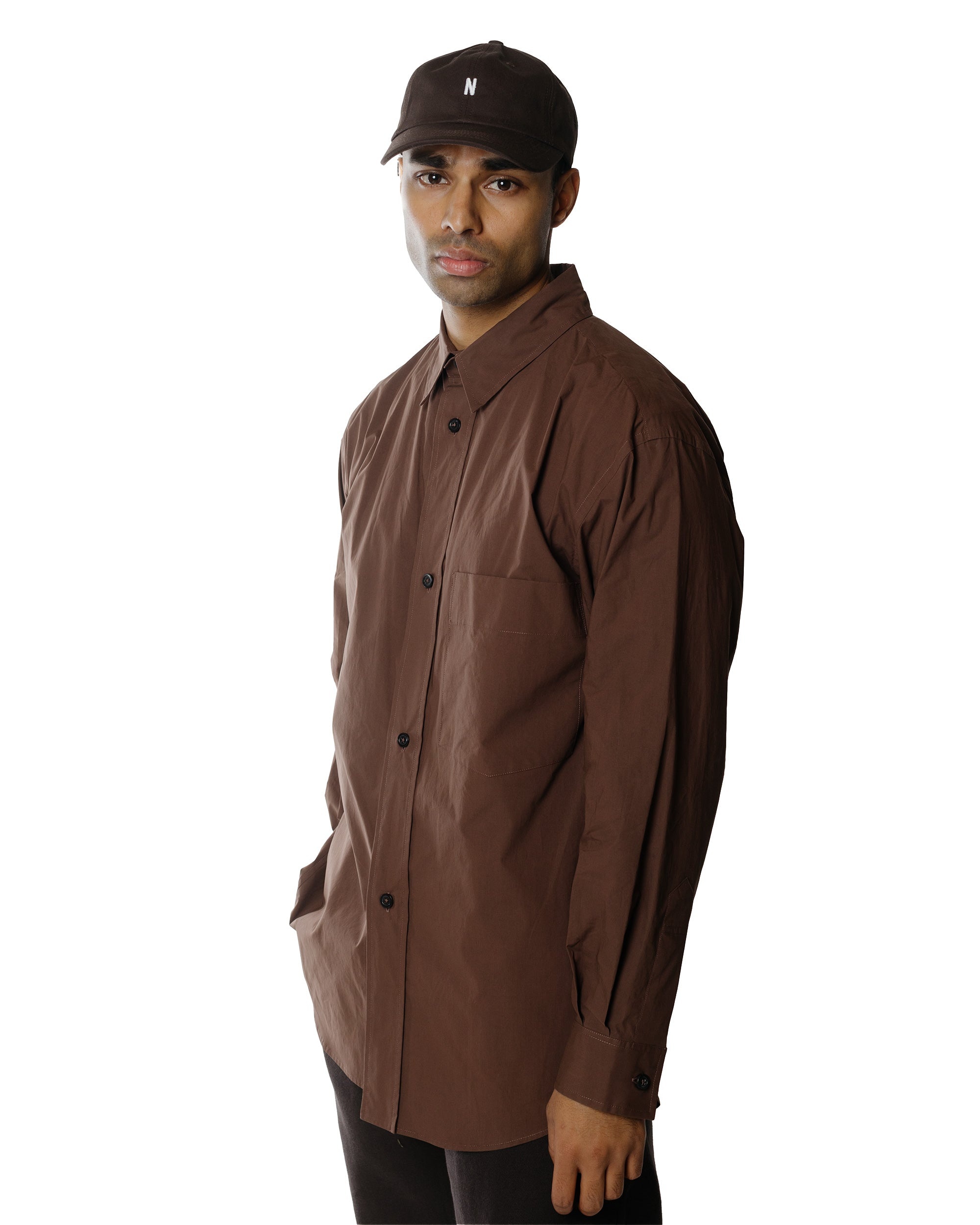 Oversized Dress Shirt Matt Cotton Poplin Teak - 3