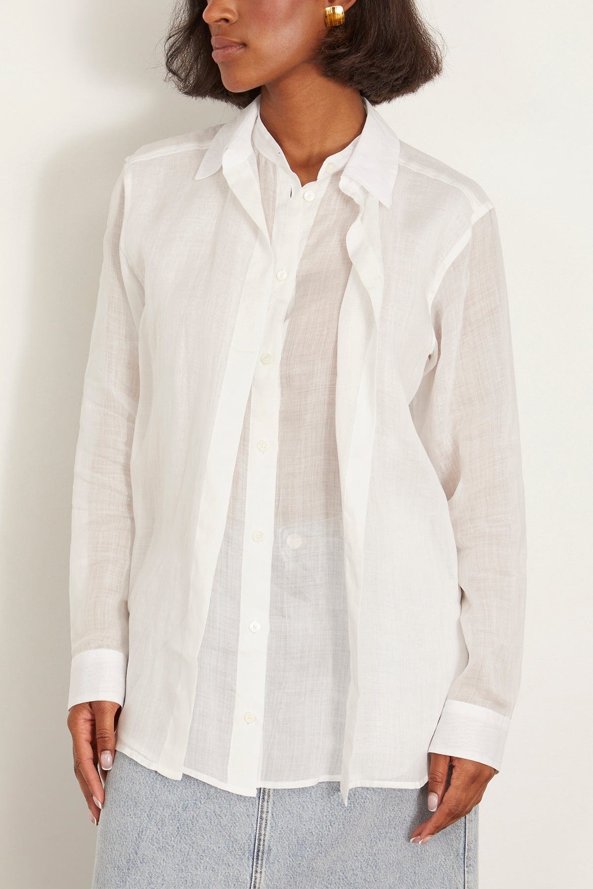 Double Collar Shirt in White - 3