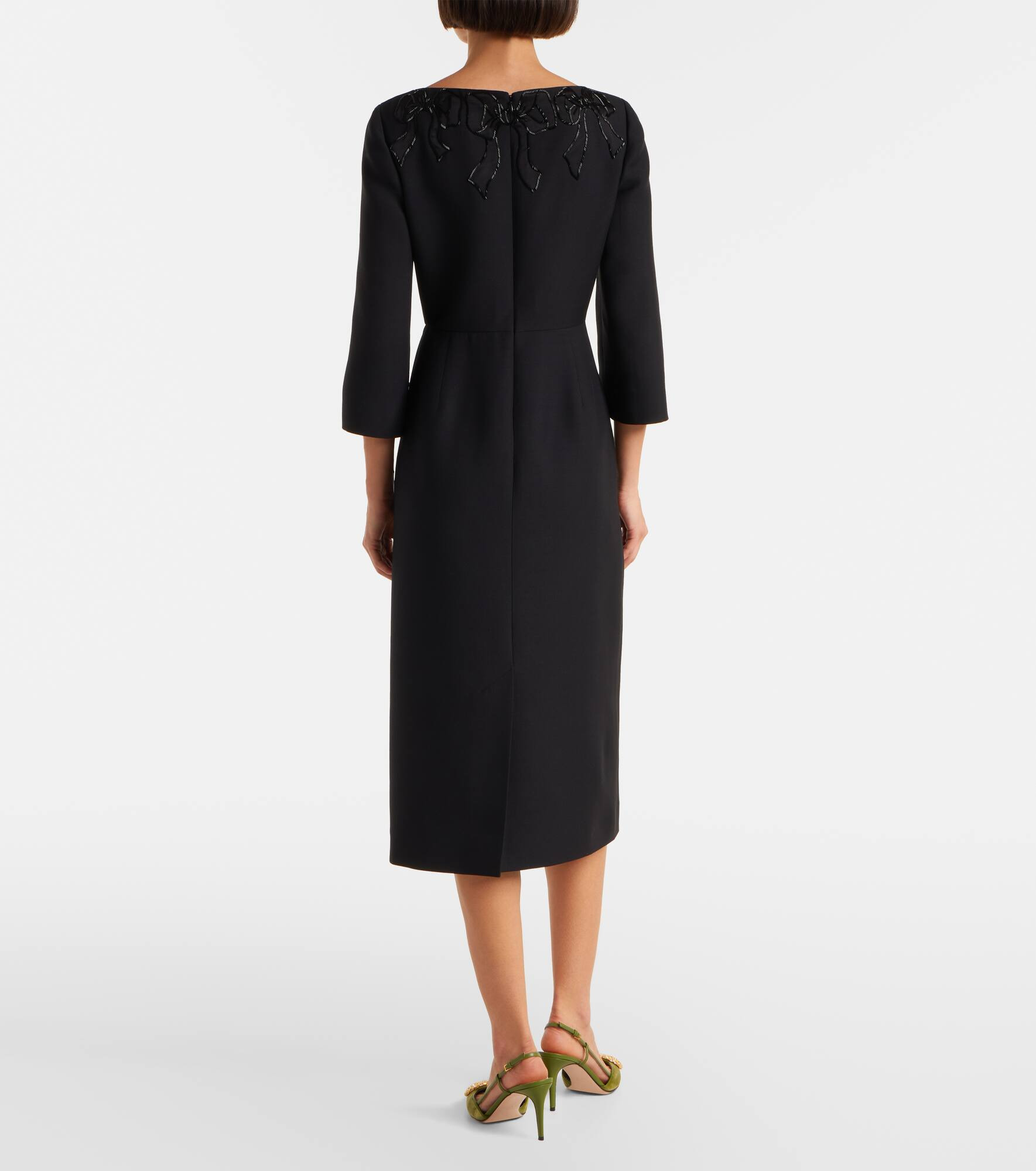 Embroidered wool and silk midi dress - 3