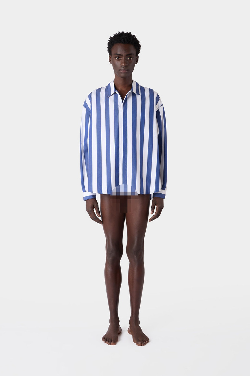 OVER SHIRT / dark blue & white stripes 4
