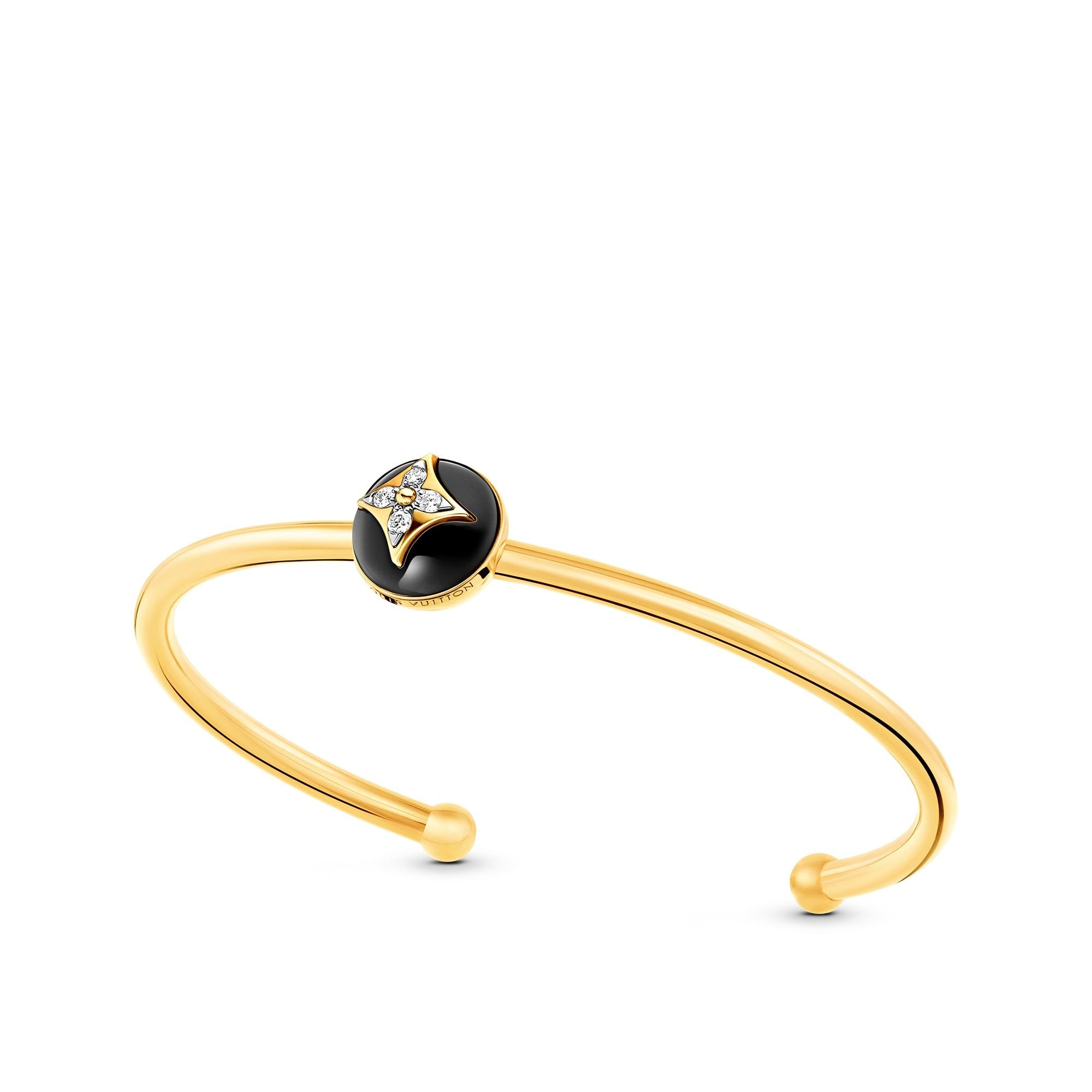 B Blossom Open Bangle, Yellow Gold, White Gold, Onyx And Diamonds - 4