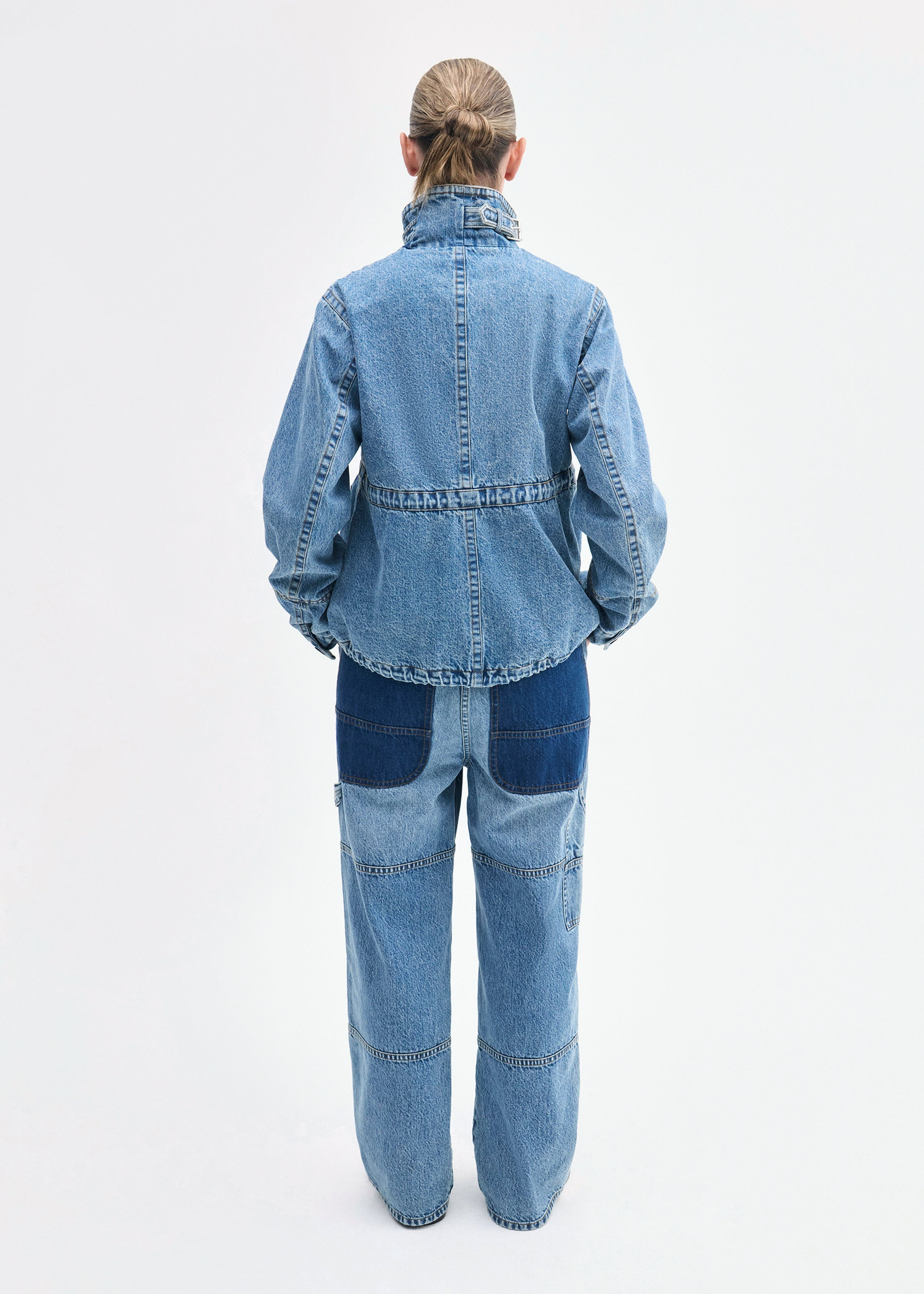 Military Jacket in Patchwork Denim - 6