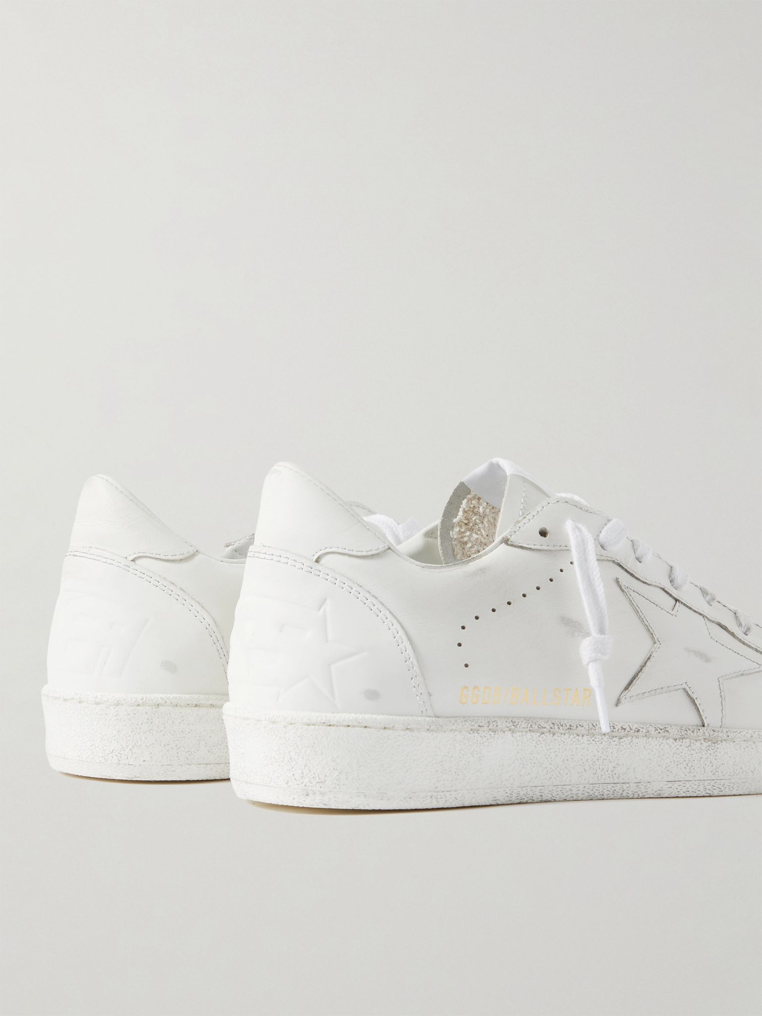 Ball Star Distressed Leather Sneakers White - 5
