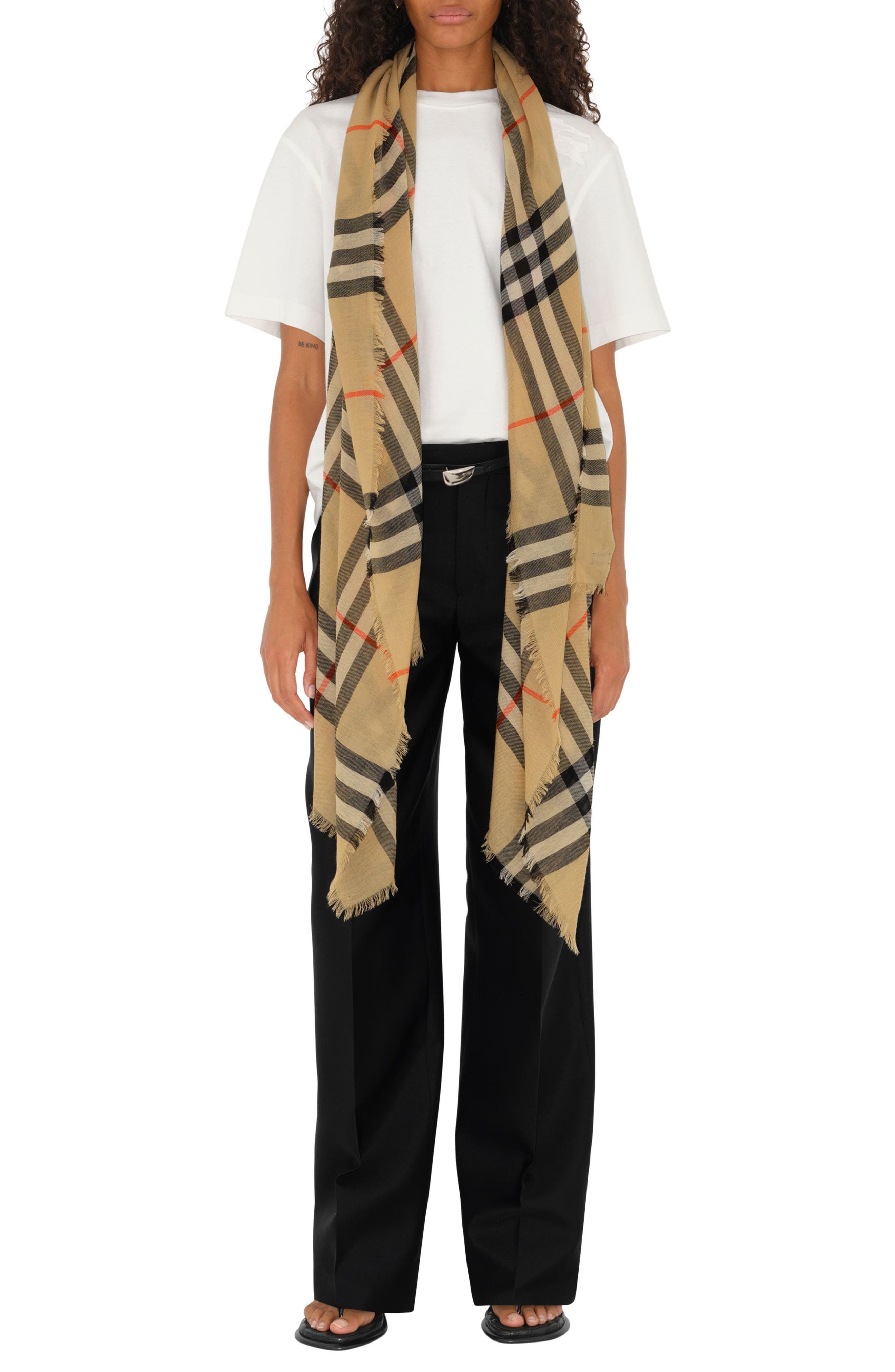 burberry Check Wool Scarf in Archive Beige at Nordstrom - 5