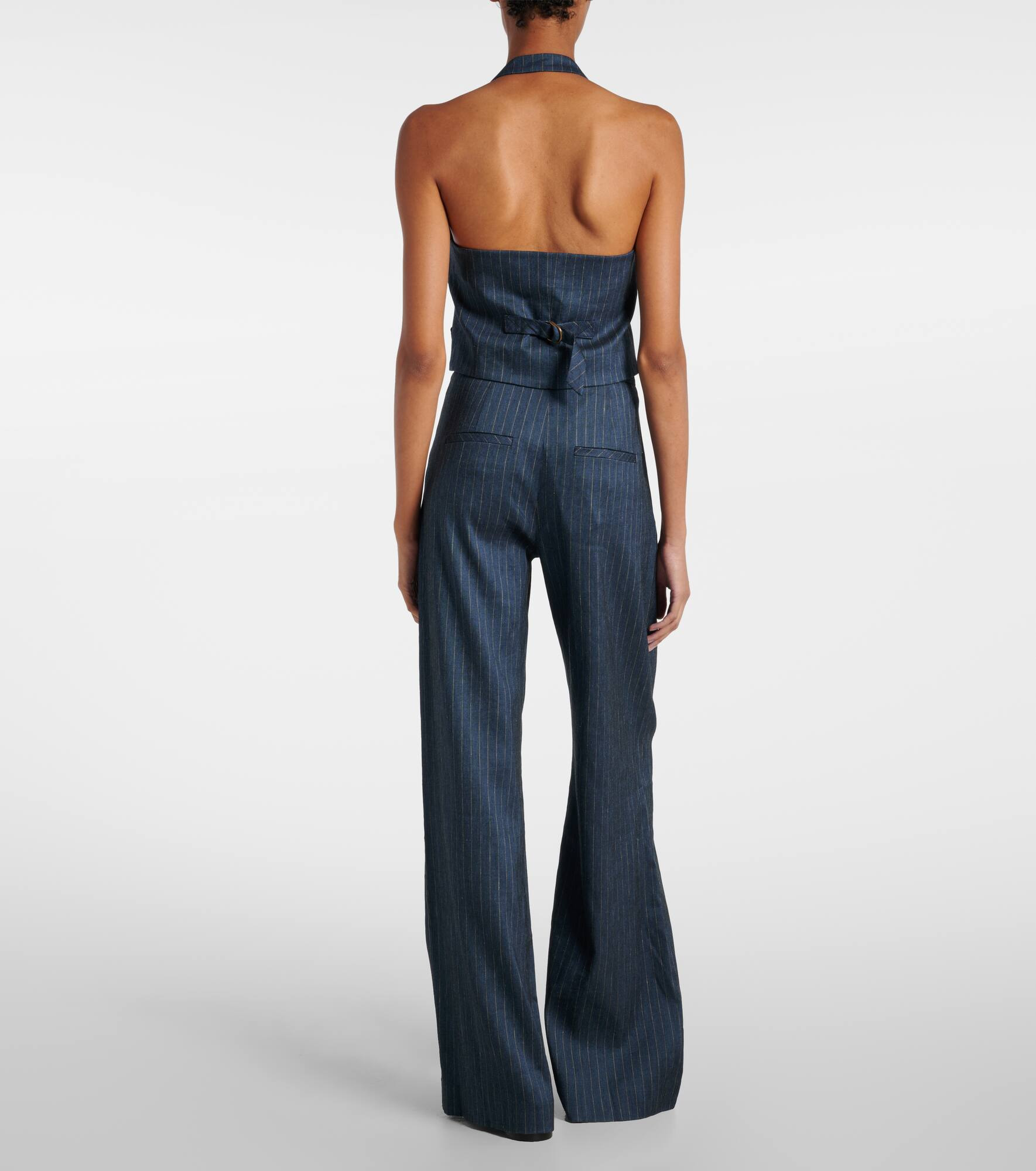 Arabella pinstripe linen-blend vest - 3