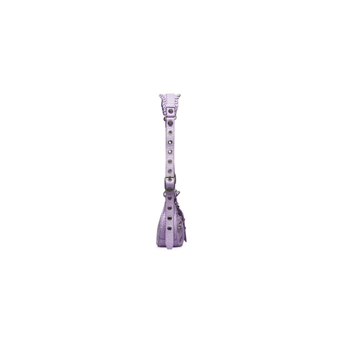Women's Le Cagole Xs Shoulder Bag Crocodile Embossed in Purple - 3