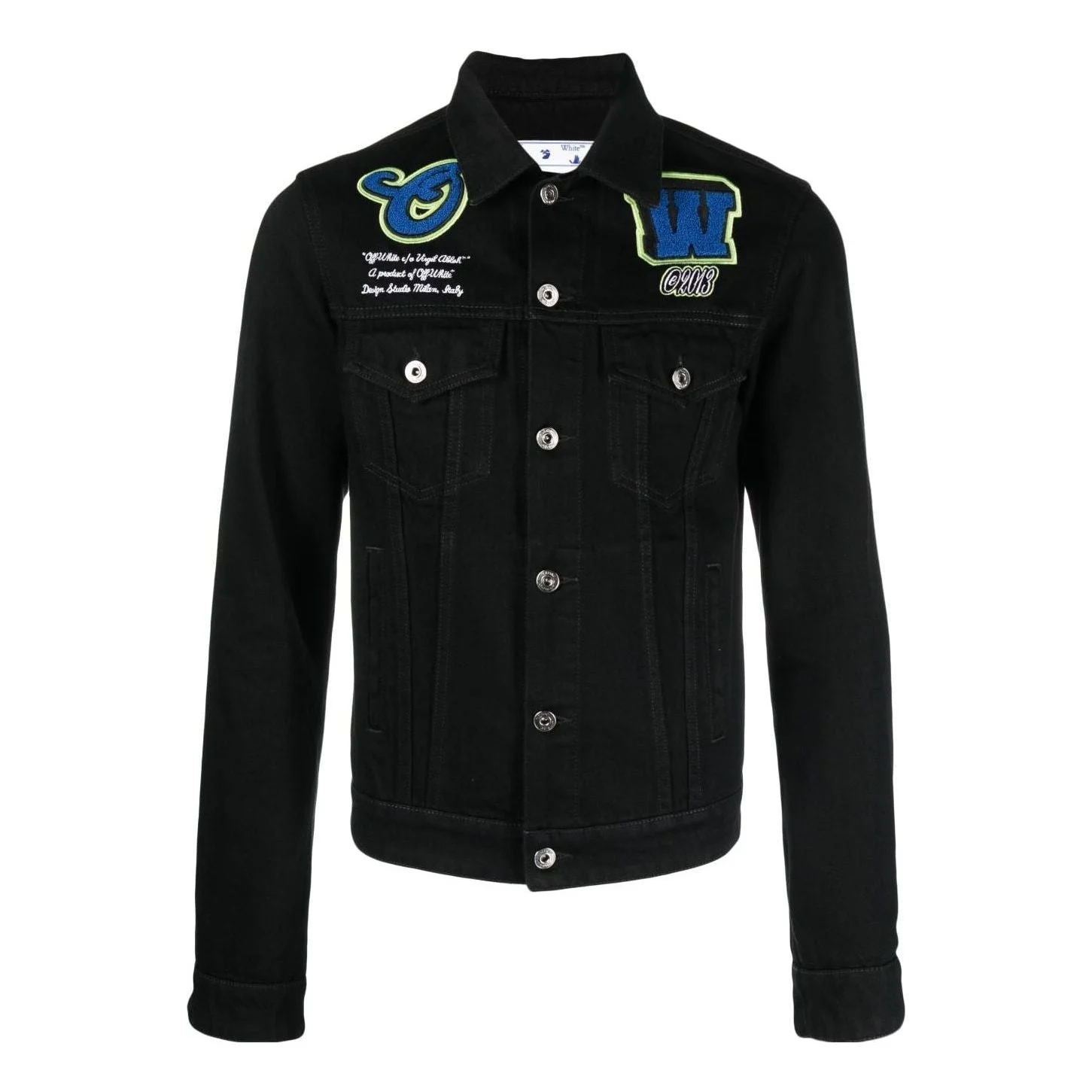 Off-White Varsity Patch Denim Jacket 'Black Blue' OMYE084S23DEN0021069 - 1