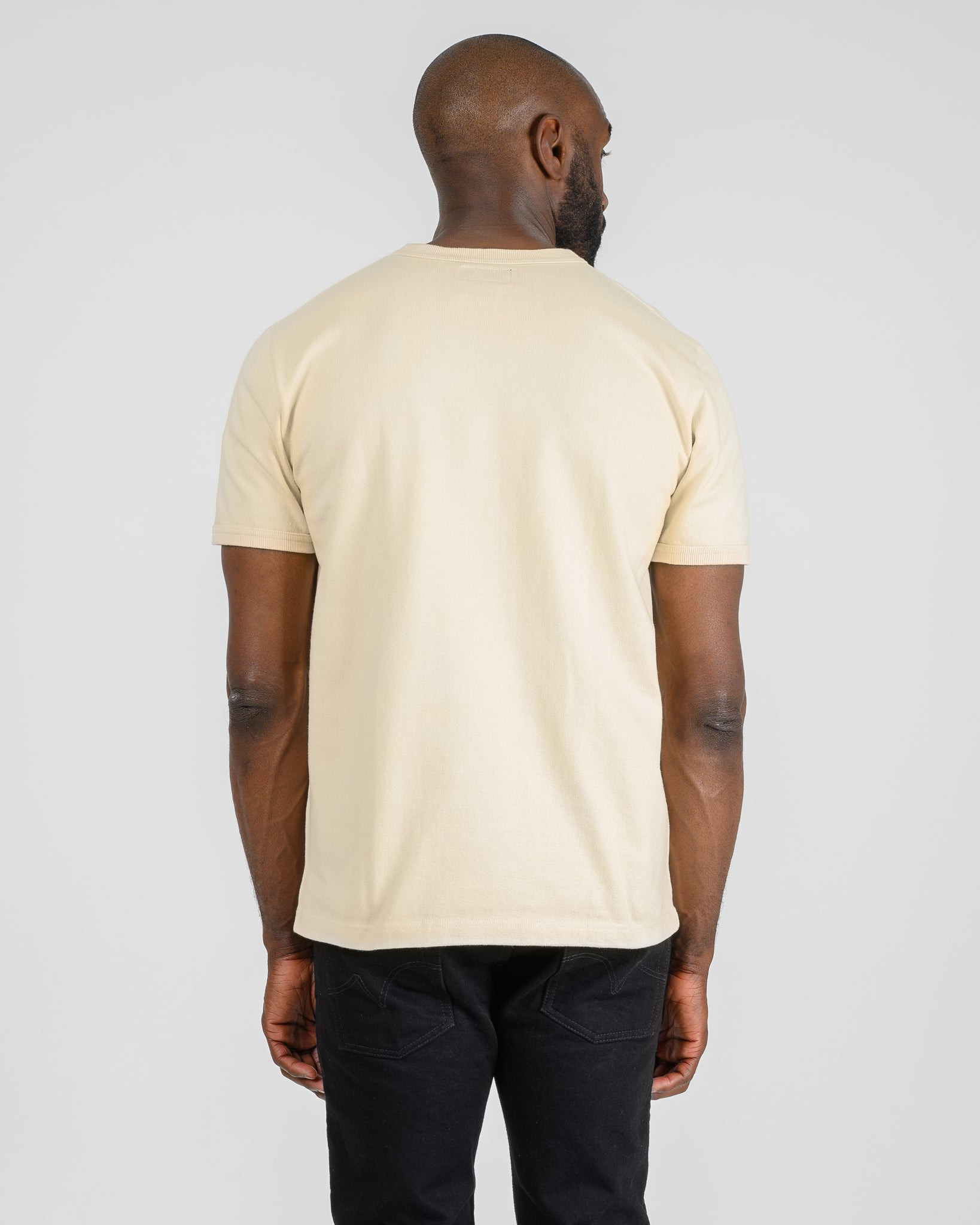 IHT-1600-CRM 11oz Cotton Knit Crew Neck T-Shirt - Cream - 3