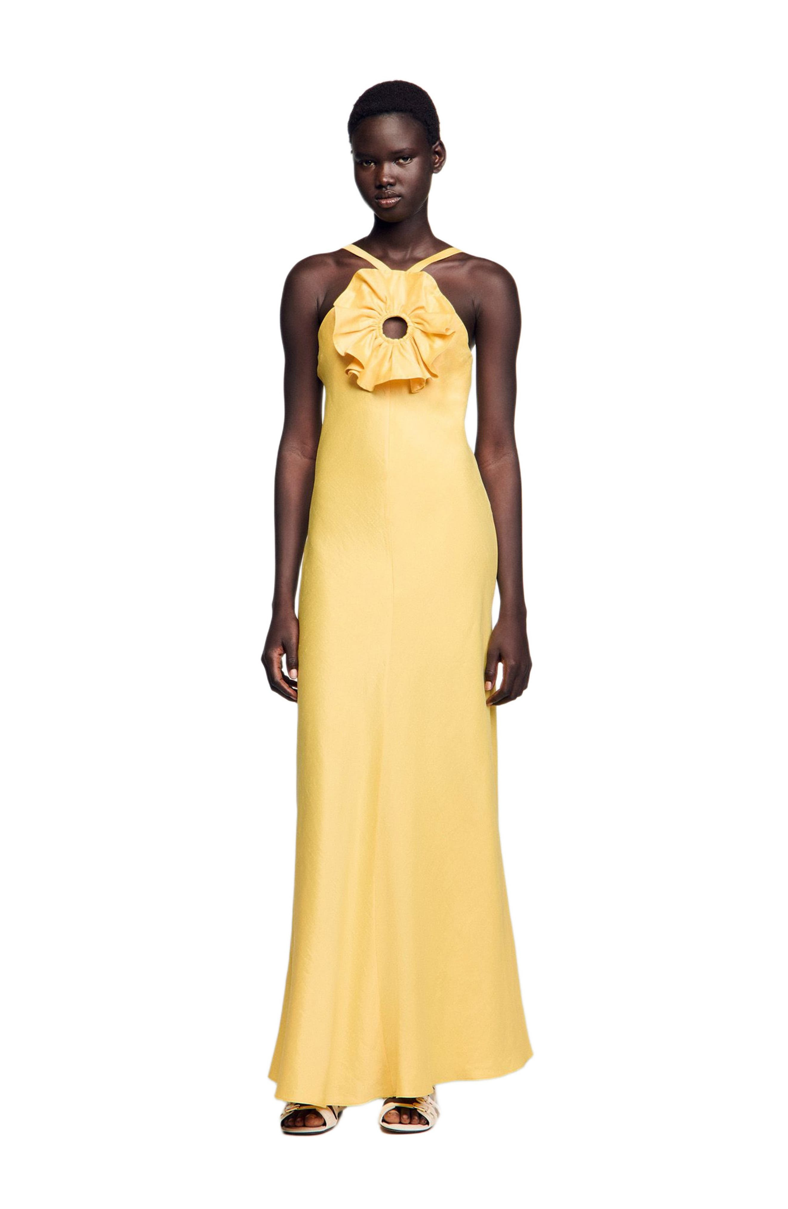 SANDRO Floral detail maxi dress in Straw at Nordstrom - 6