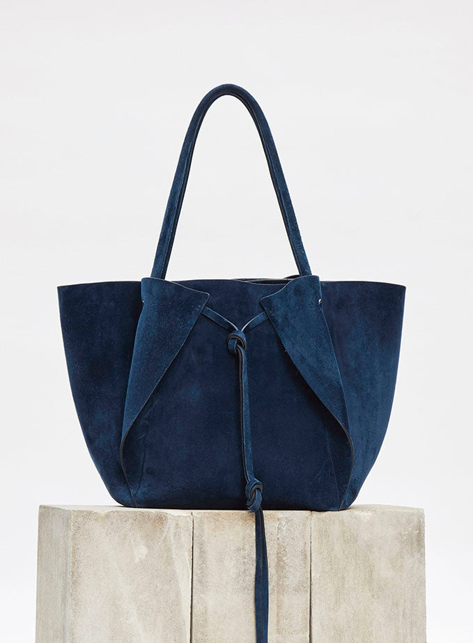 Marija Tote Bag in Navy Suede - 5