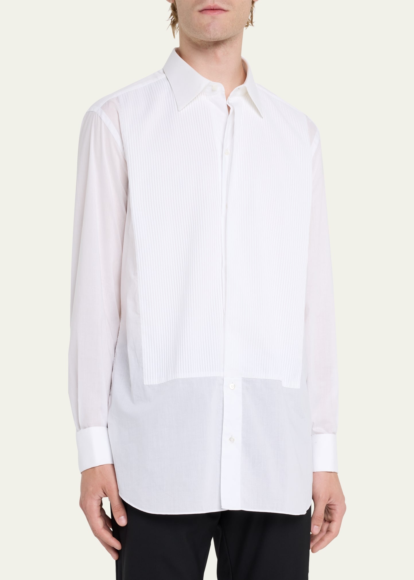 Pleated Poplin French-Cuff Dress Shirt - 4