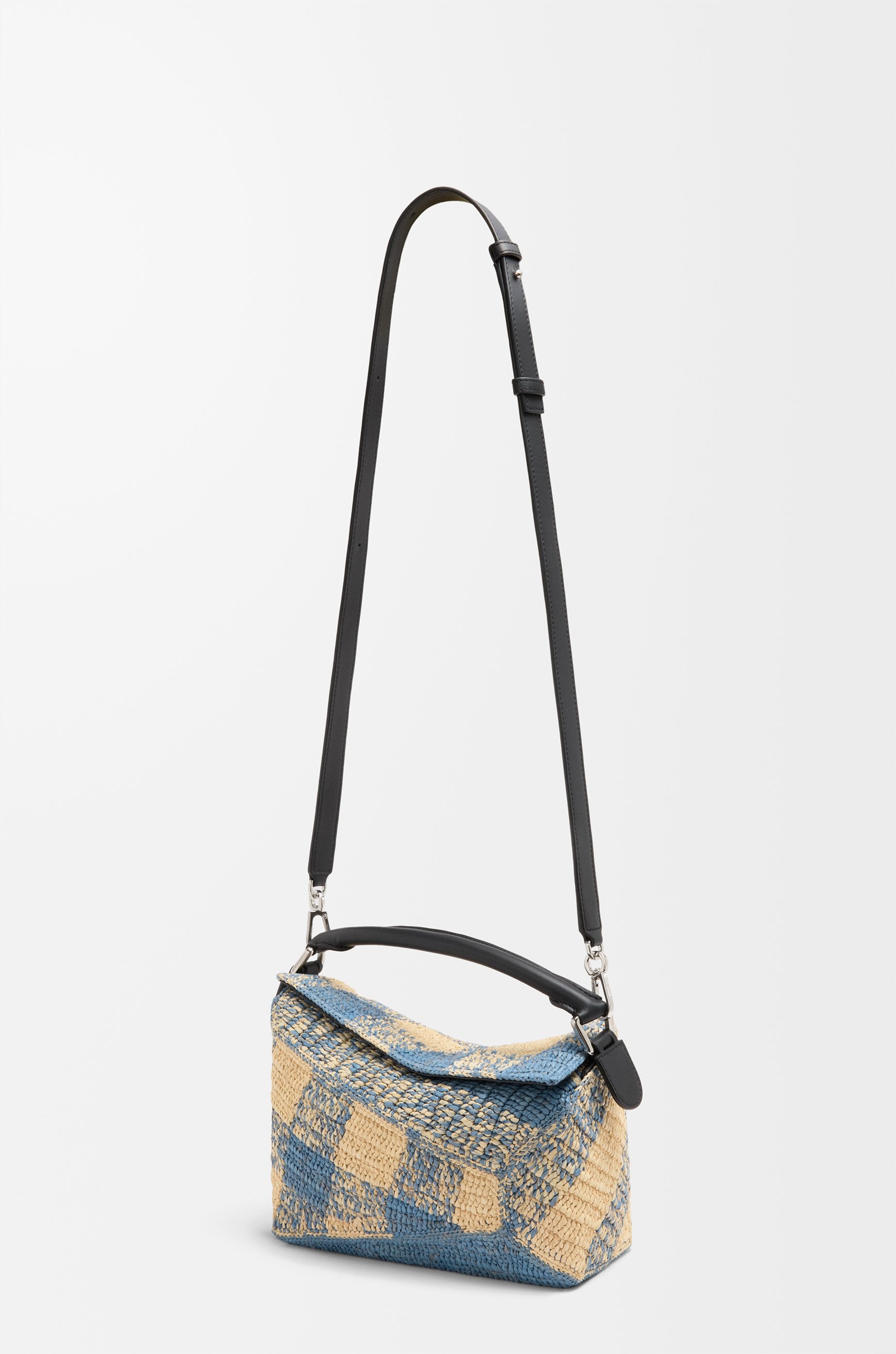 Small Puzzle Edge bag in raffia and calfskin - 8