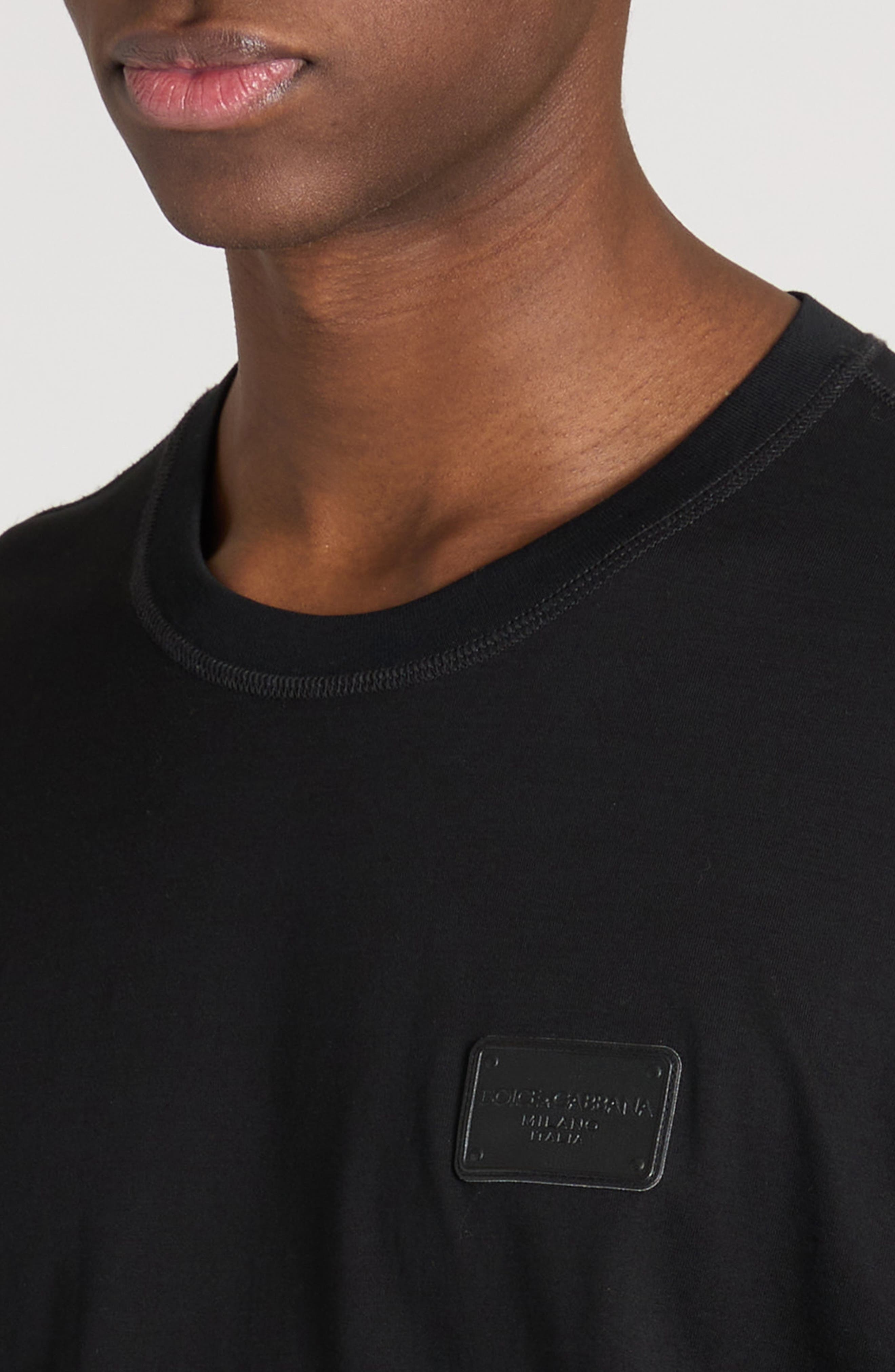 Dolce&Gabbana Logo Plaque Crewneck T-Shirt in N0000 Nero at Nordstrom - 5