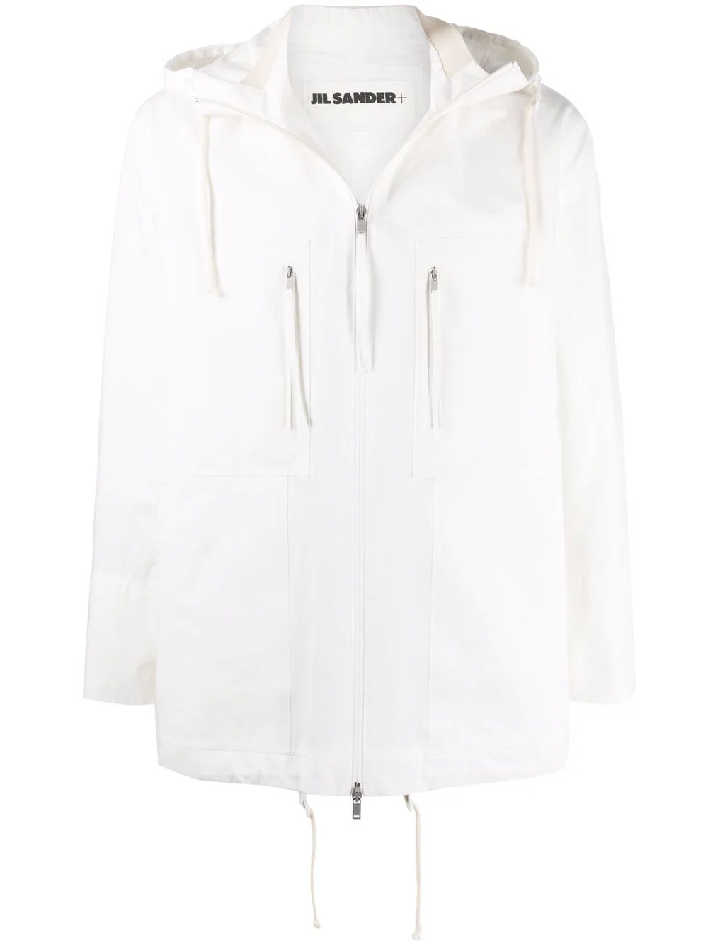 zip-pocket hooded mid-length jacket - 1