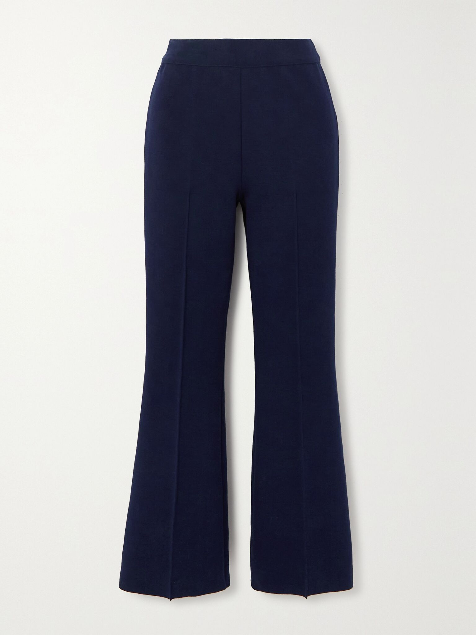 Kick cropped stretch-cotton flared pants Navy - 1