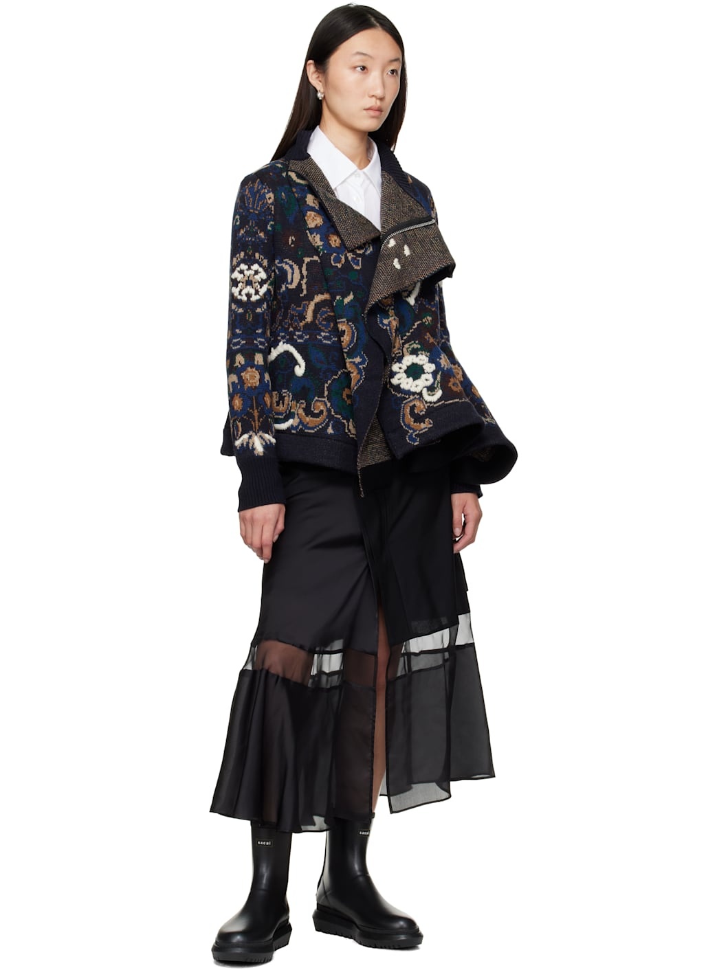 Black Suiting Midi Skirt - 4