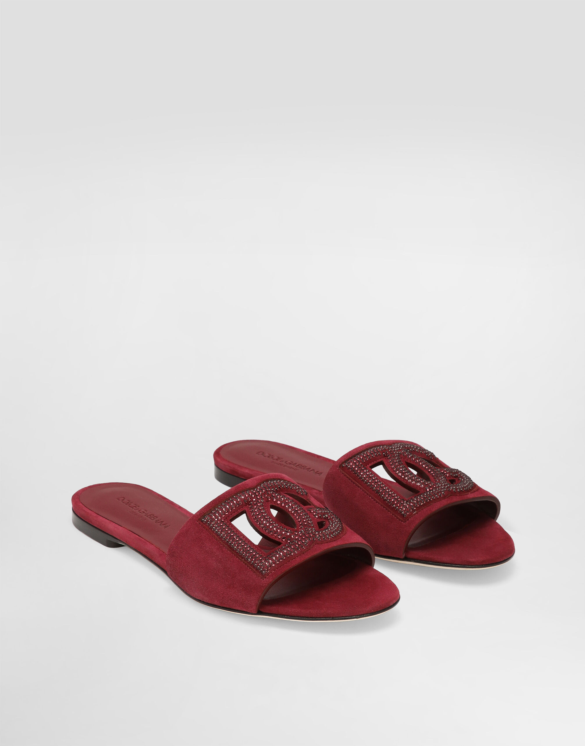 Suede slippers with rhinestones - 2