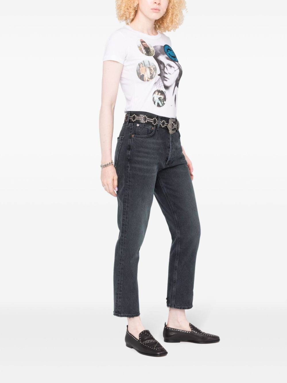 tapered-leg cropped jeans - 3