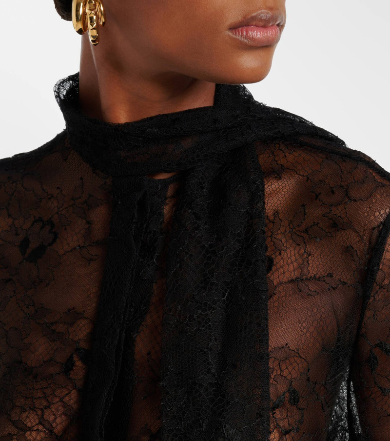 Scarf-detail floral lace blouse 4