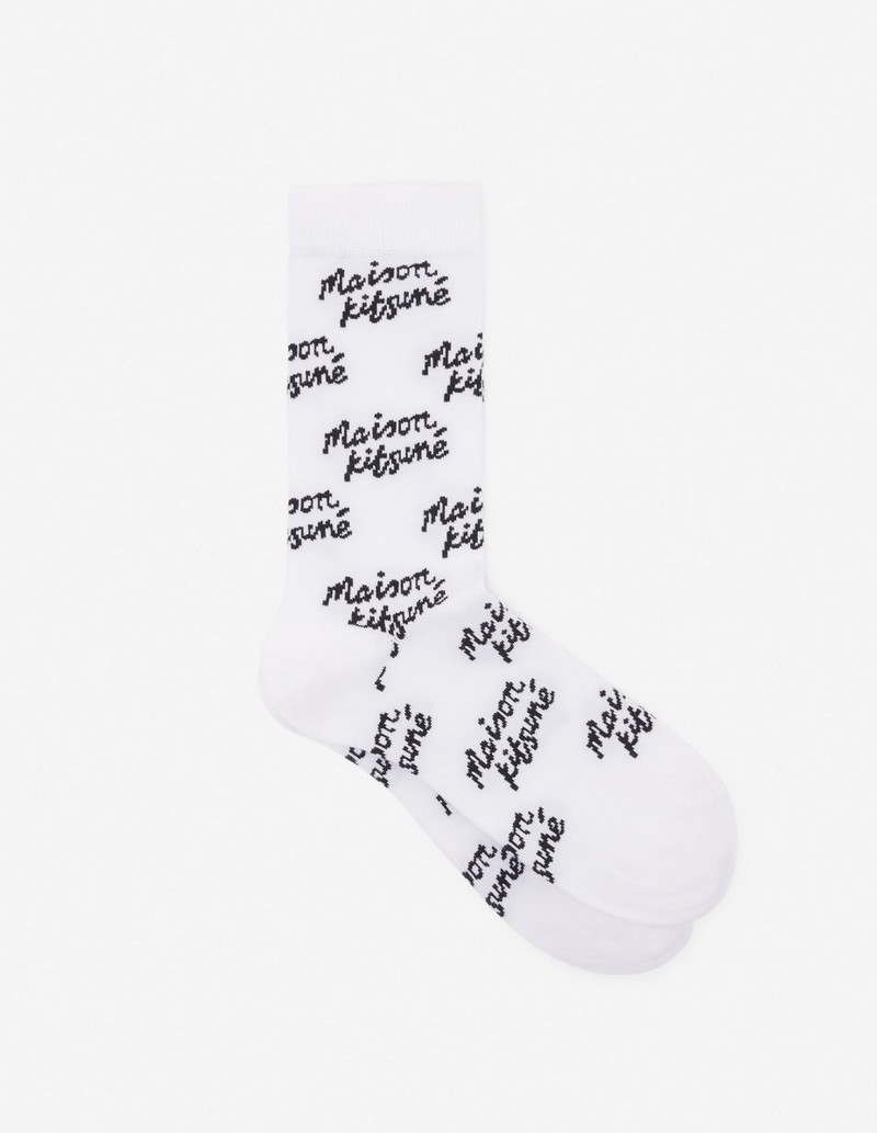 MAISON KITSUNE HANDWRITING ALL OVER SOCKS 1